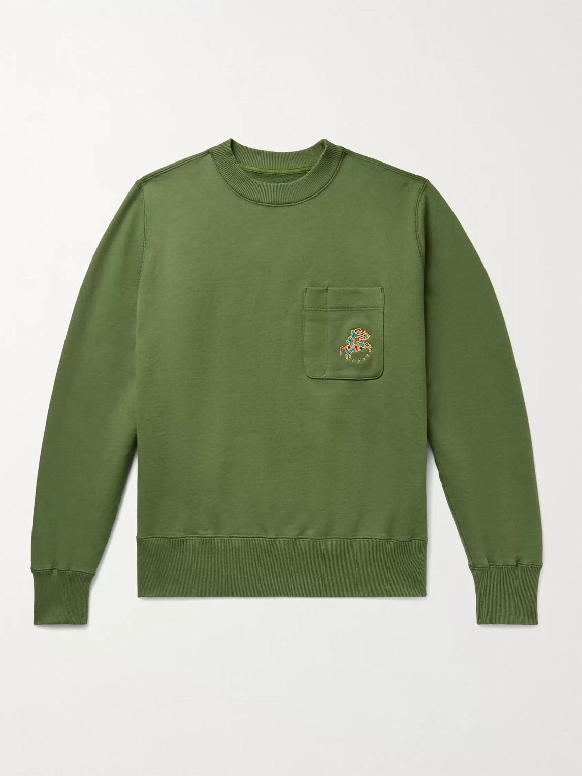 Aimé Leon Dore Drake's Logo-embroidered Loopback Cotton-jersey Sweatshirt In Green