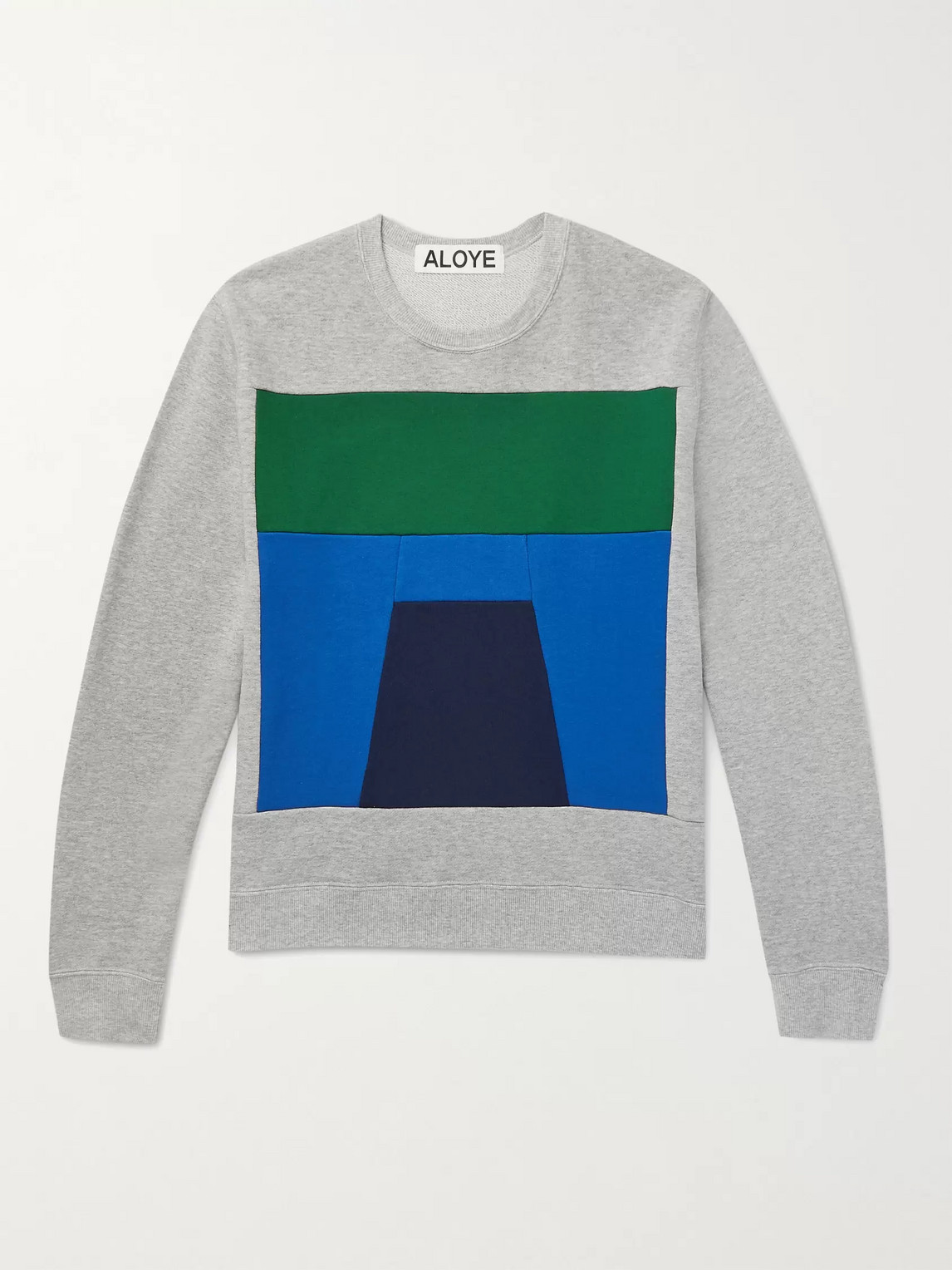 Aloye Colour-block Loopback Cotton-jersey Sweatshirt In Gray