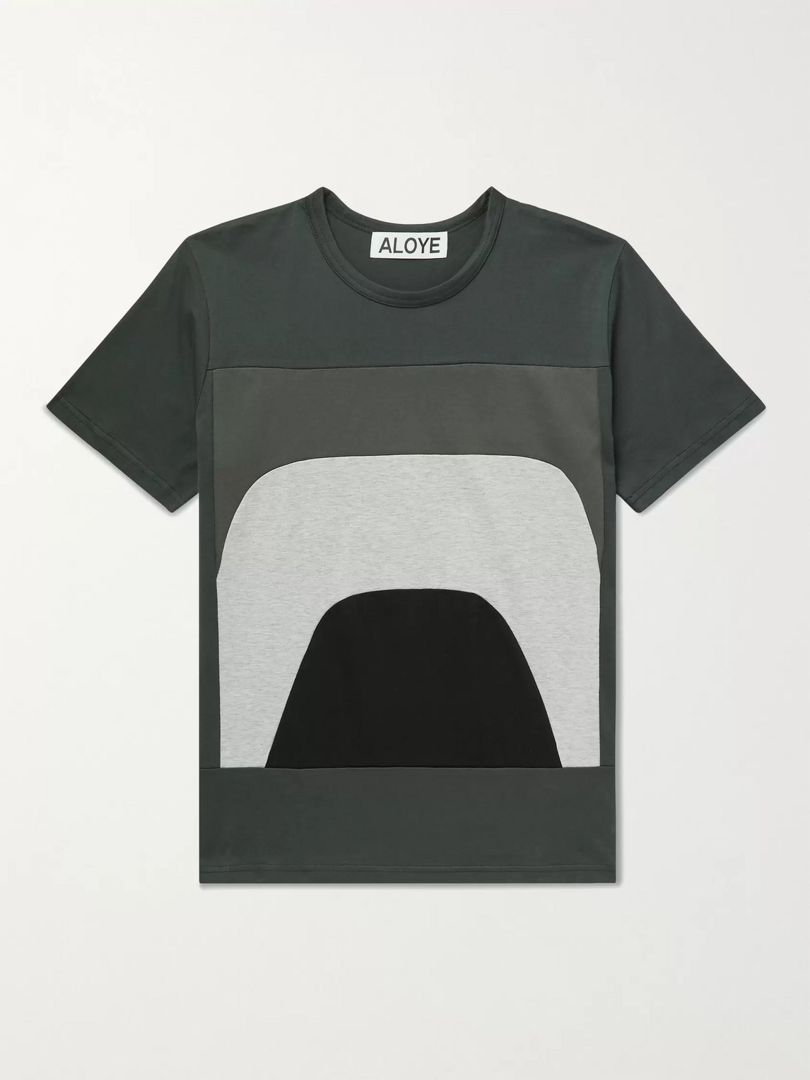 Aloye Colour-block Cotton-jersey T-shirt In Gray