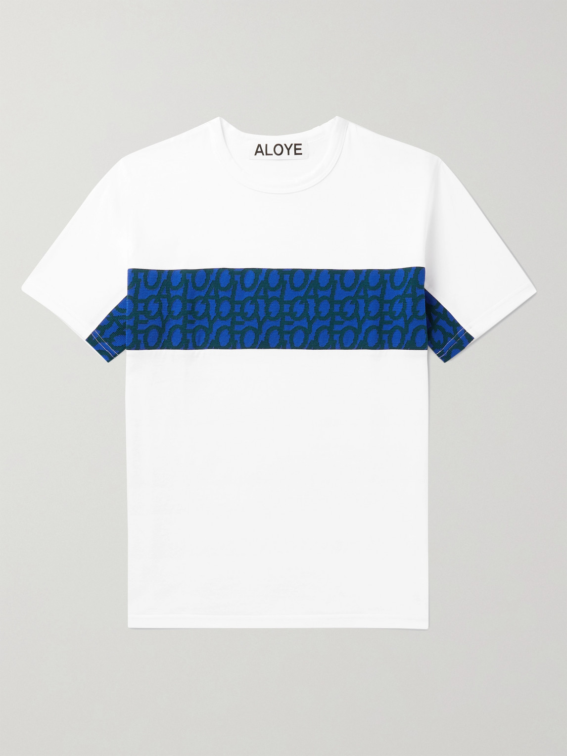 Aloye Jacquard-panelled Cotton-jersey T-shirt In White
