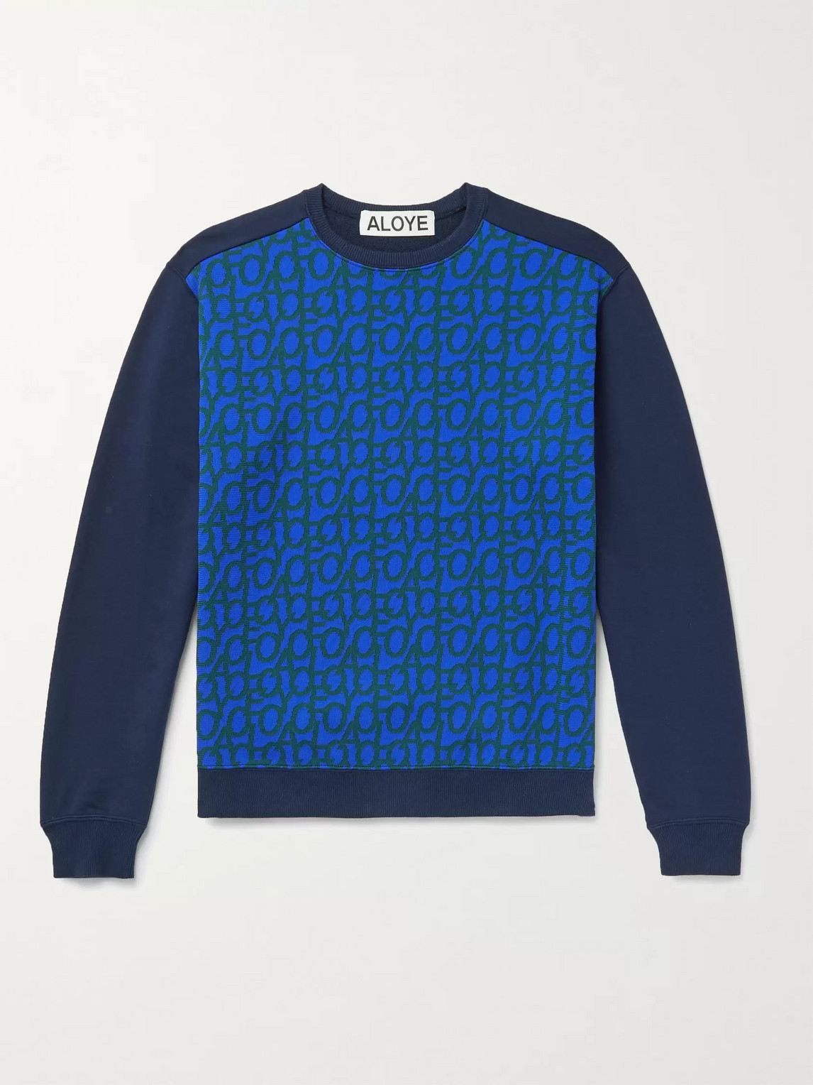 Aloye Jacquard-panelled Loopback Cotton-jersey Sweatshirt In Blue