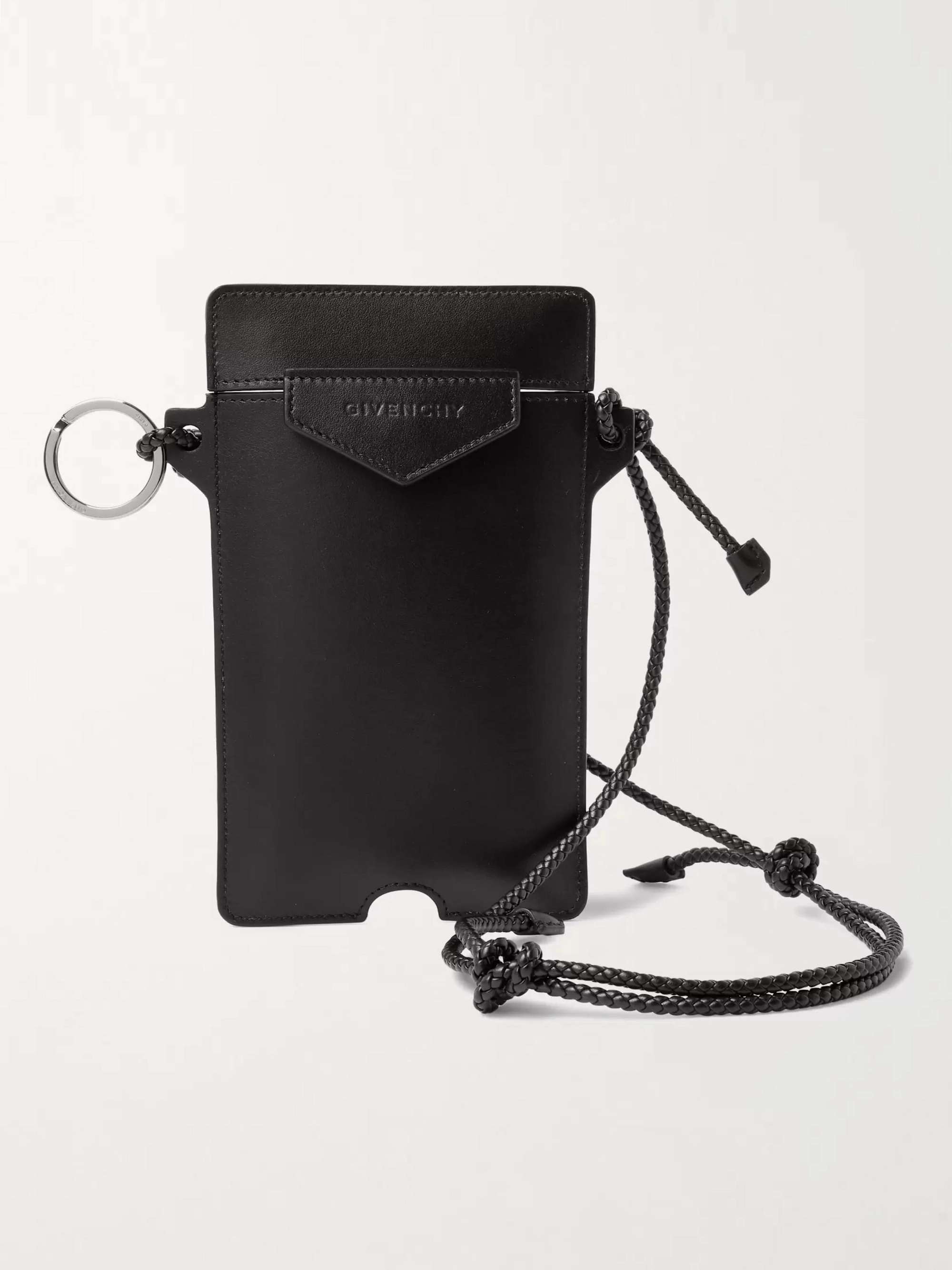 GIVENCHY Logo-Debossed Leather Phone Pouch Lanyard