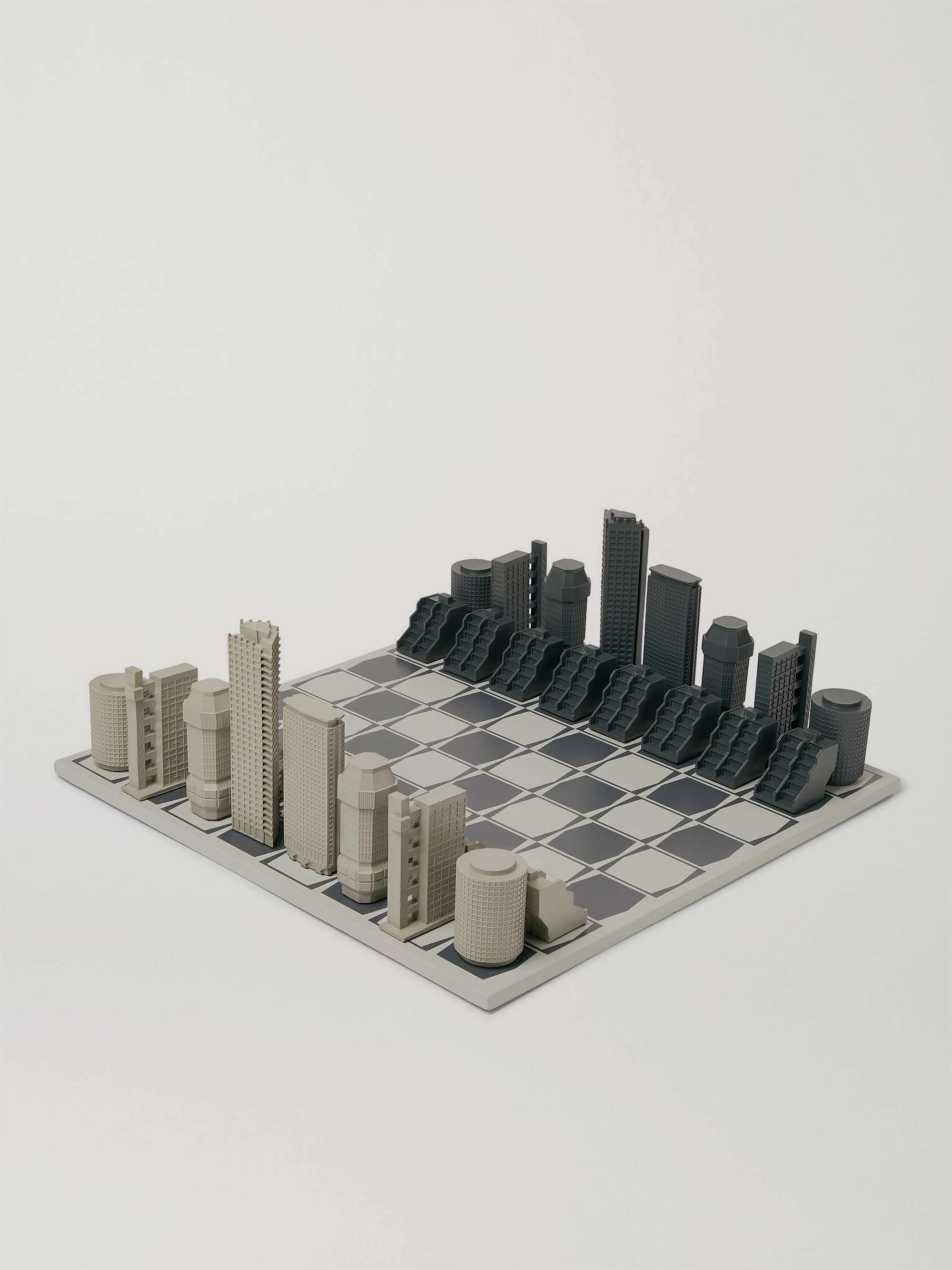 Skyline Chess London Brutalist Edition Resin and Wood Chess Set