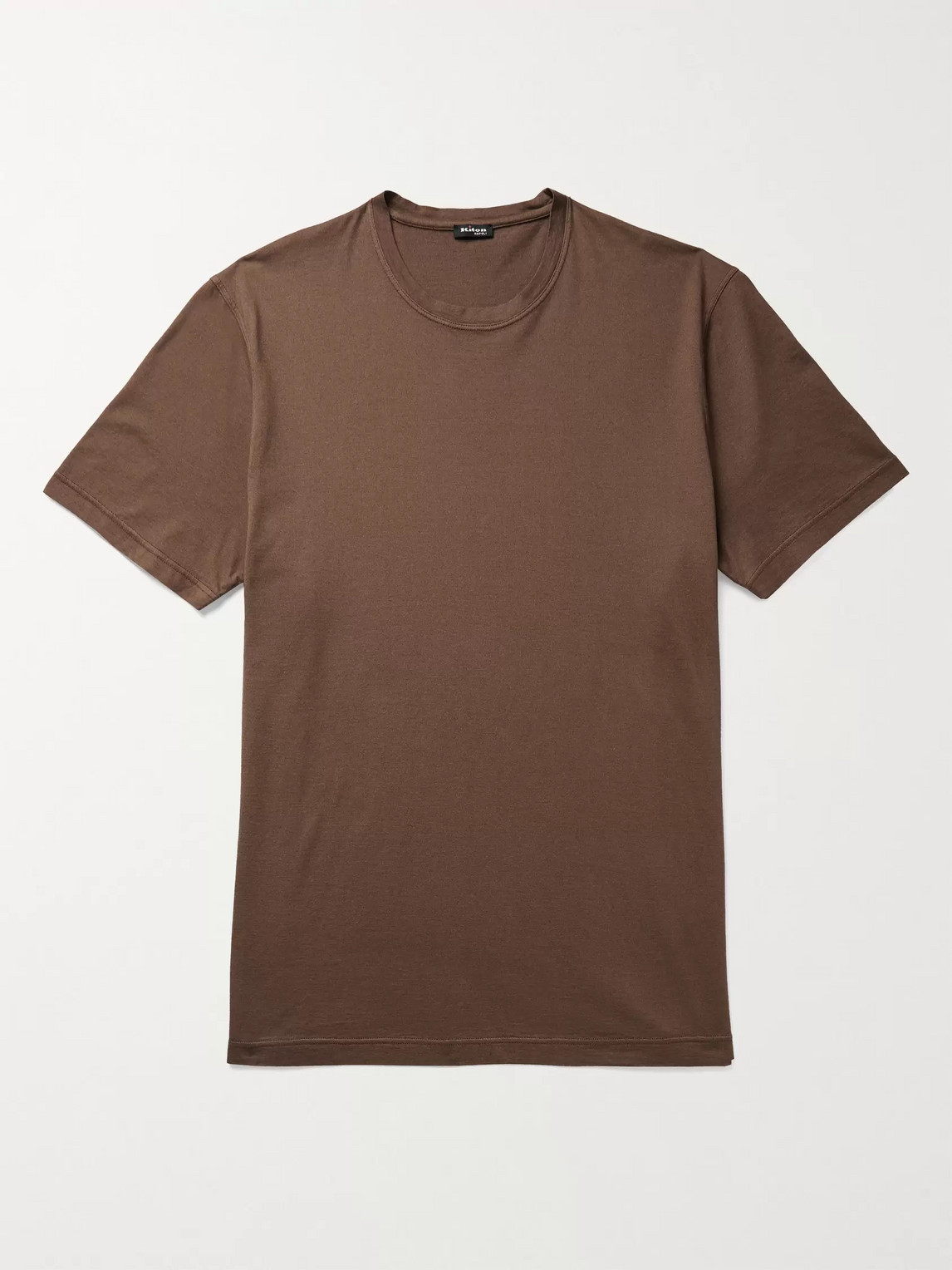 Kiton Cotton And Cashmere-blend T-shirt In Brown