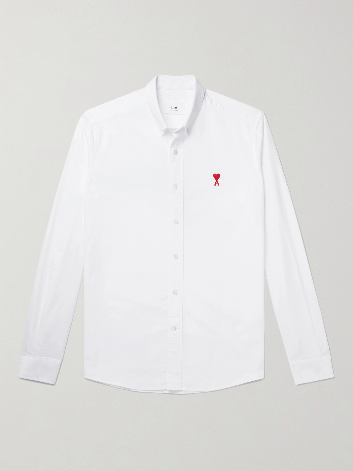 Ami Alexandre Mattiussi Heart Logo Button Down Oxford Shirt In 