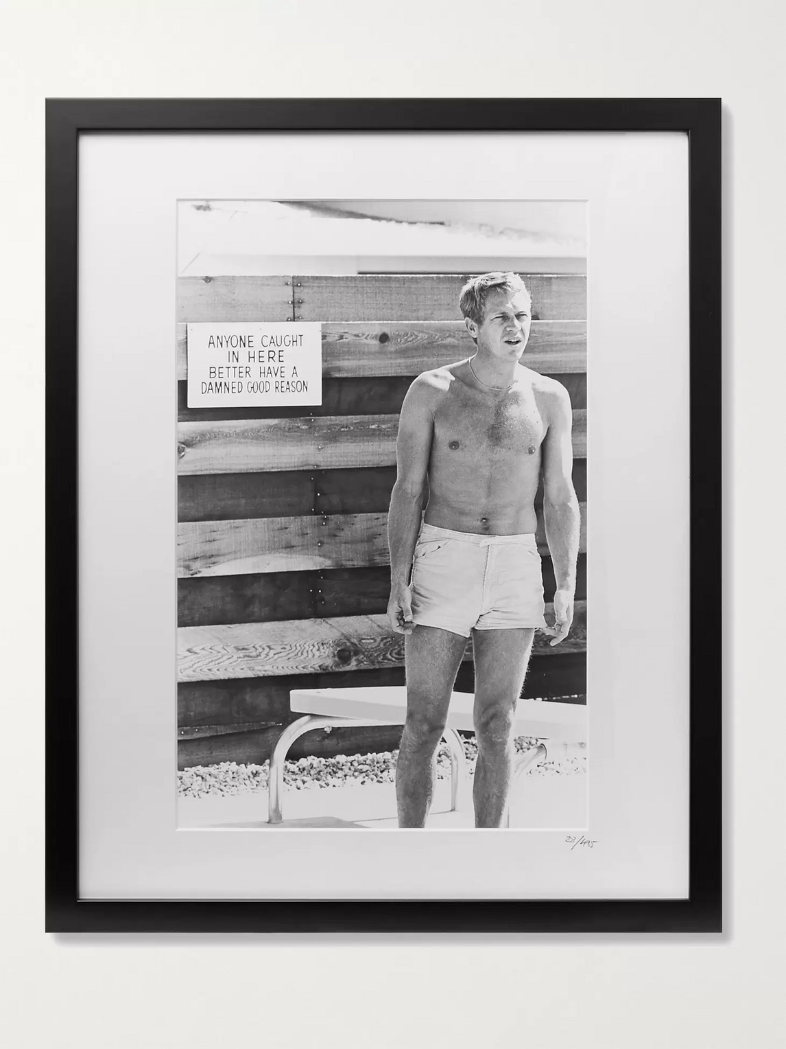 Sonic Editions Framed 1963 Steve Mcqueen In His Backyard Print, 16&quot; X 20&quot; In Black