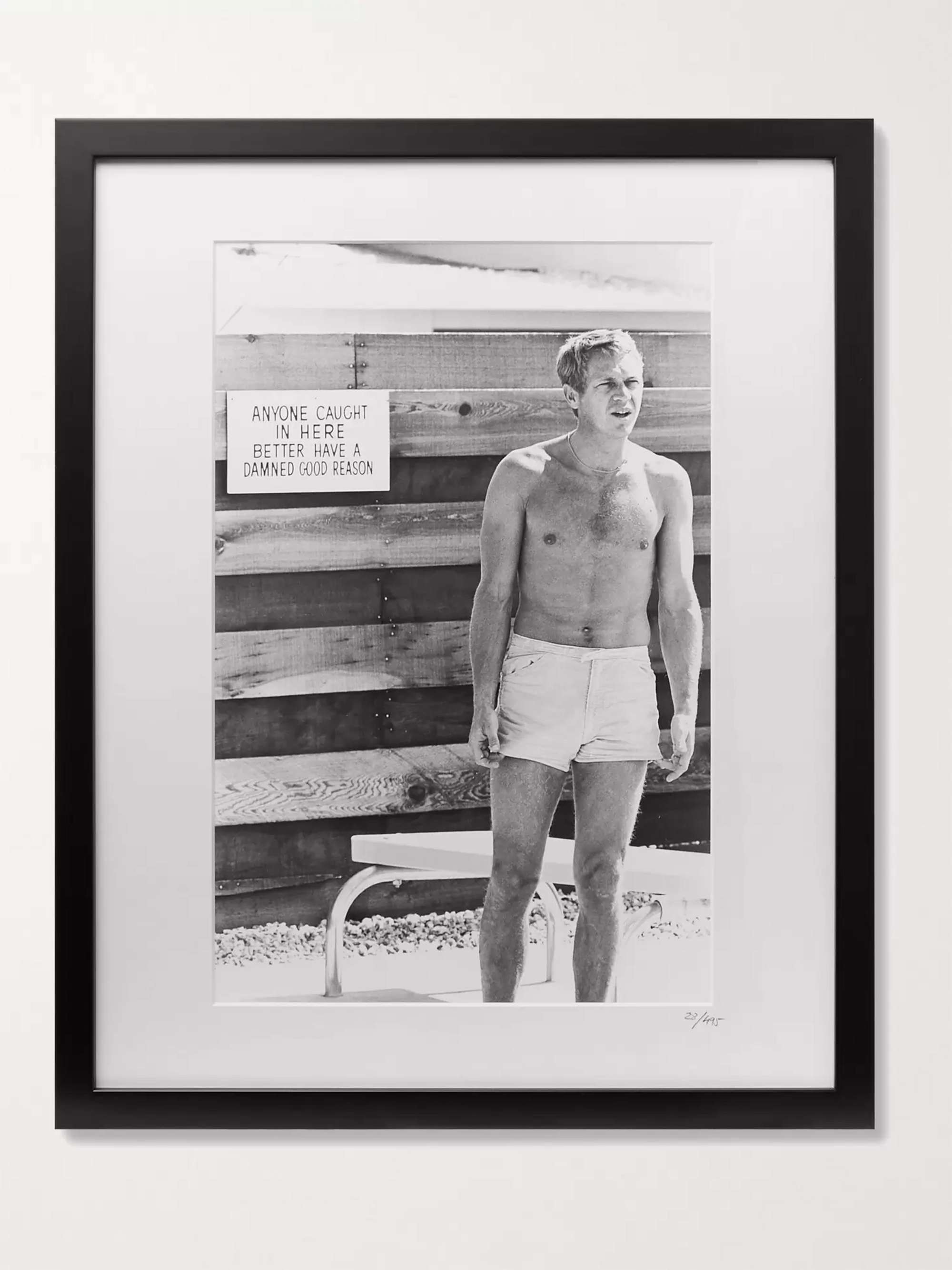 SONIC EDITIONS Framed 1963 Steve McQueen In His Backyard Print, 16" x 20"