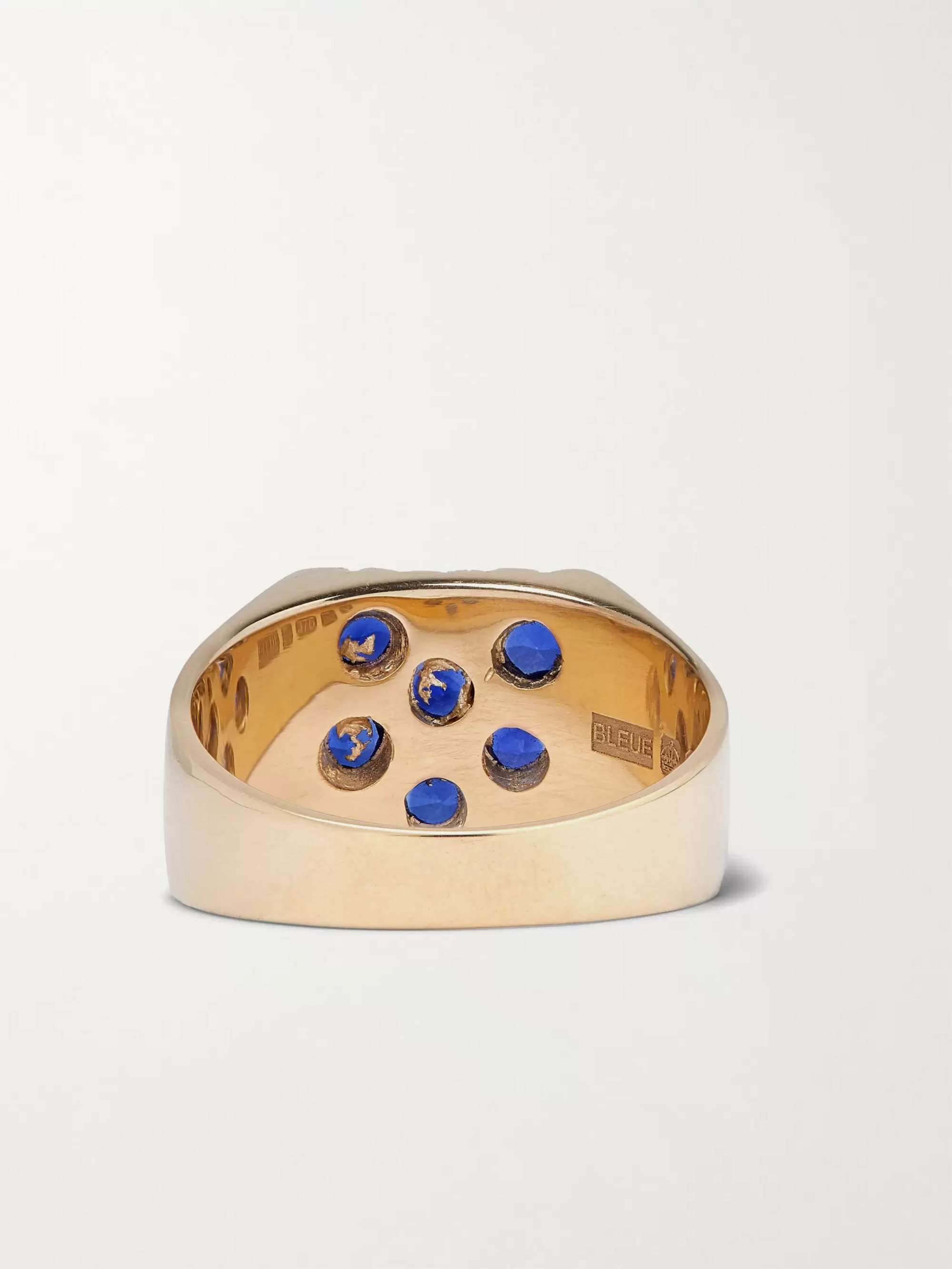 BLEUE BURNHAM Mini Rose Garden 9-Karat Gold Sapphire Signet Ring