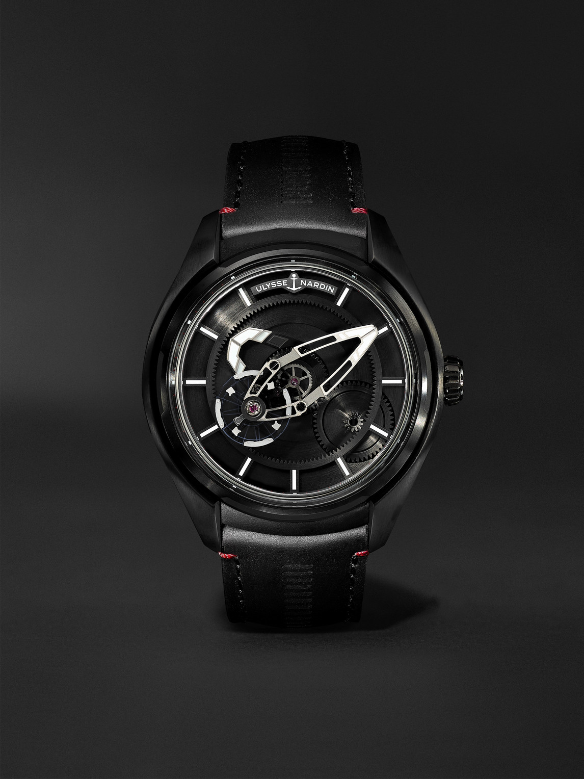 Ulysse Nardin Freak X Ti Automatic 43mm Titanium And Leather Watch, Ref. No. 2303-270.1 In Black