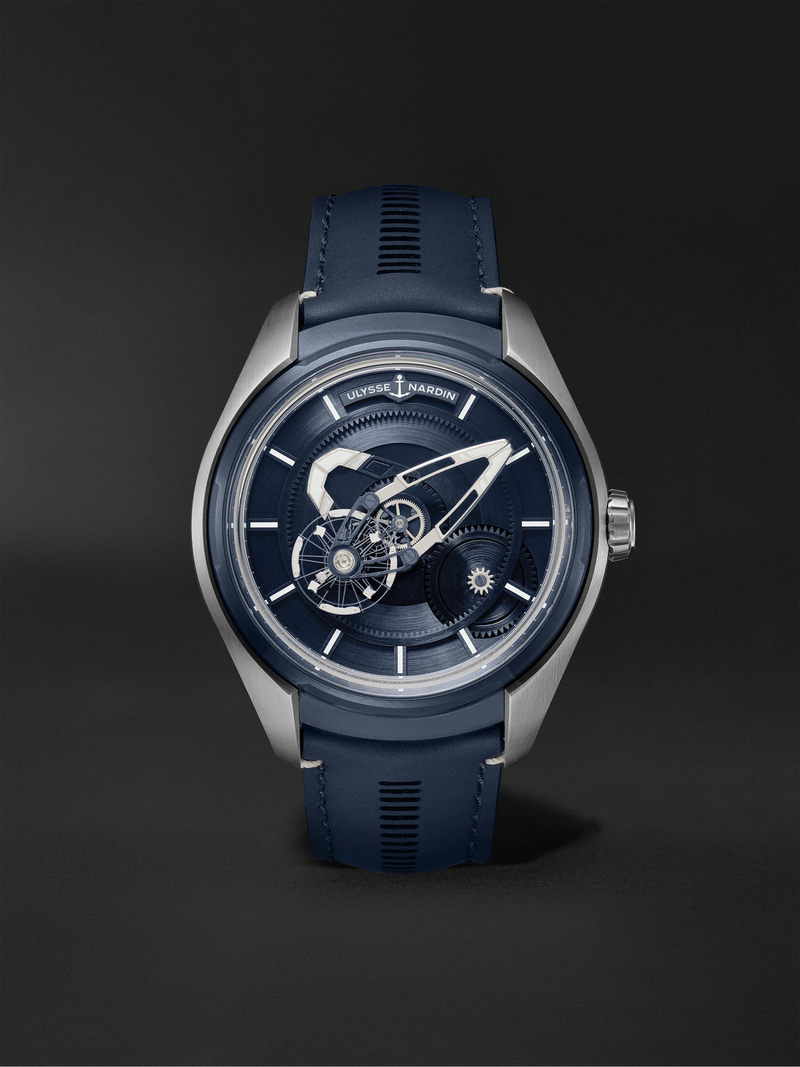 Ulysse Nardin Freak X Automatic 43mm Titanium And Leather Watch, Ref. No. 2303-270.1/03 In Blue