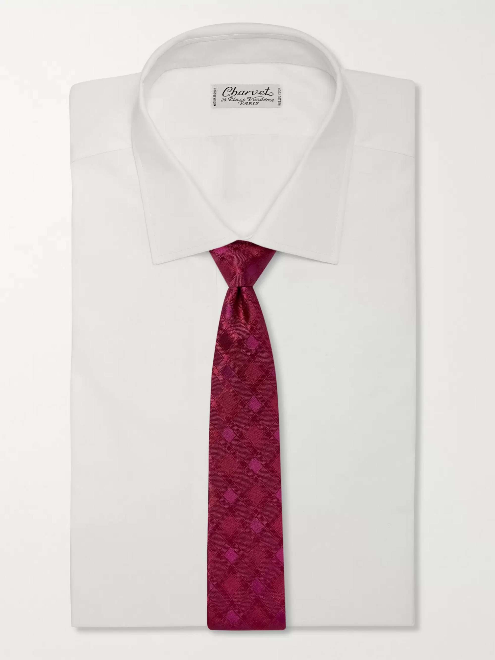 CHARVET 8.5cm Checked Silk-Jacquard Tie