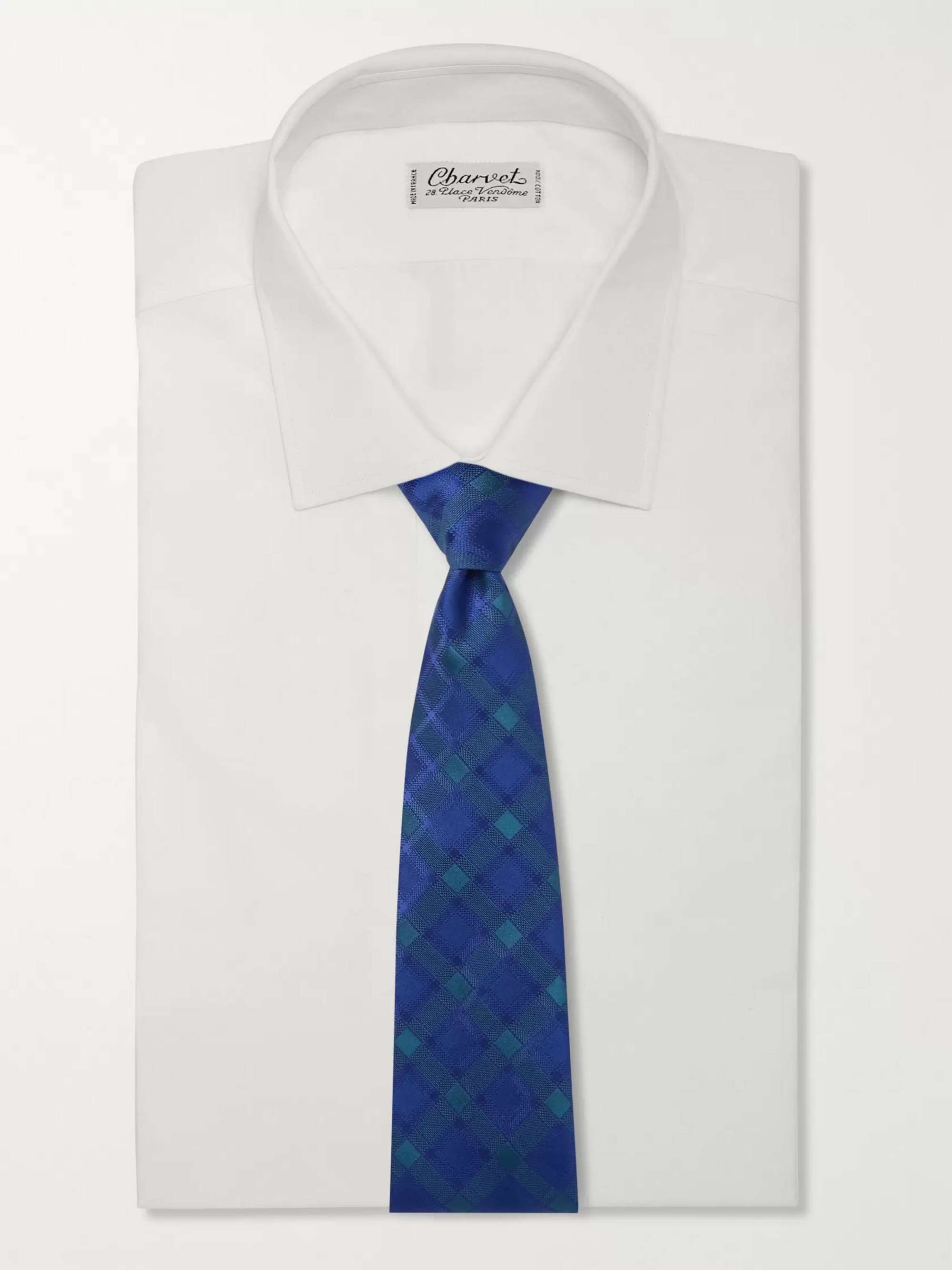 CHARVET 8.5cm Checked Silk-Jacquard Tie