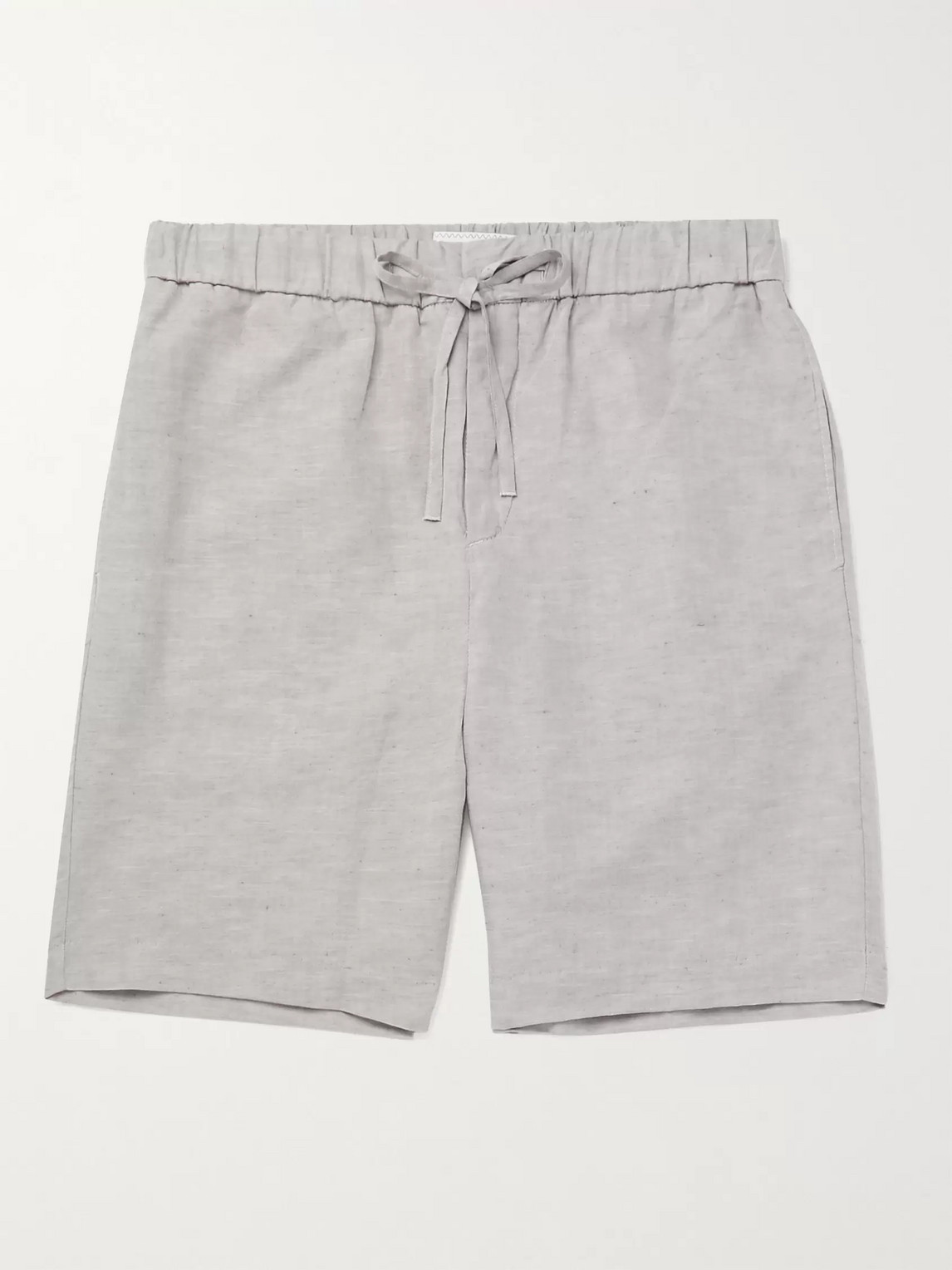 Frescobol Carioca Mélange Tencel And Linen-blend Drawstring Shorts In Gray