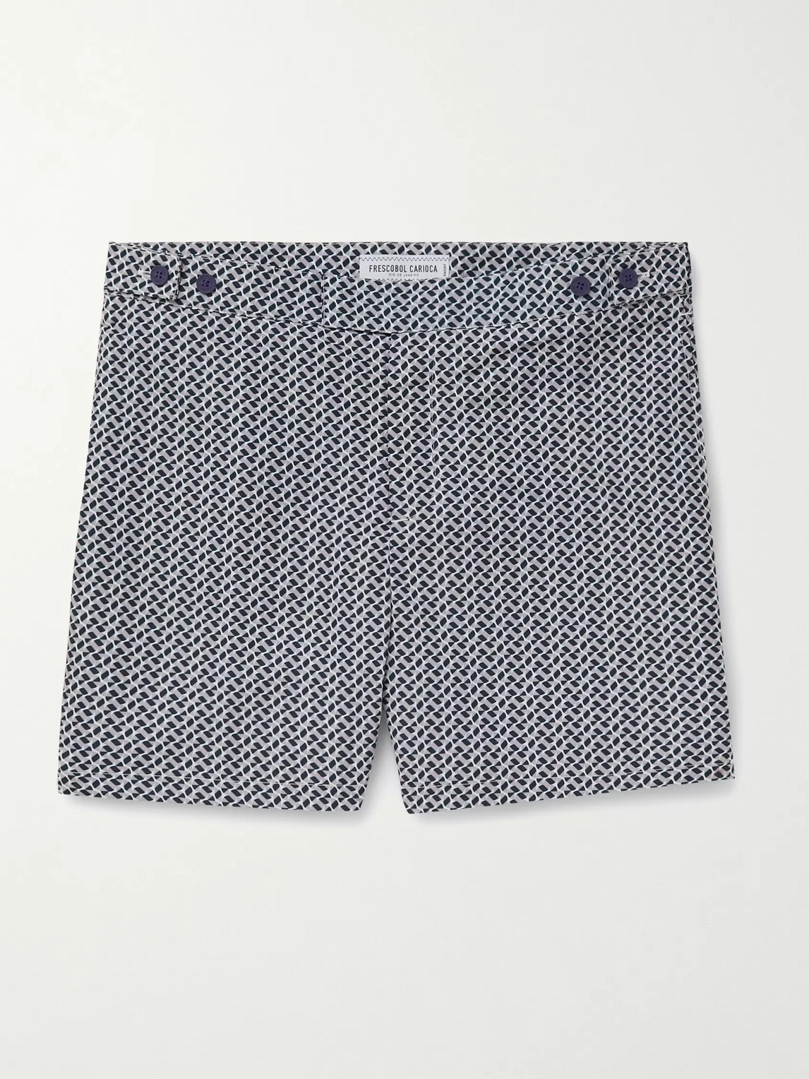 Frescobol Carioca Beam Mid-length Printed Swim Shorts In Gray