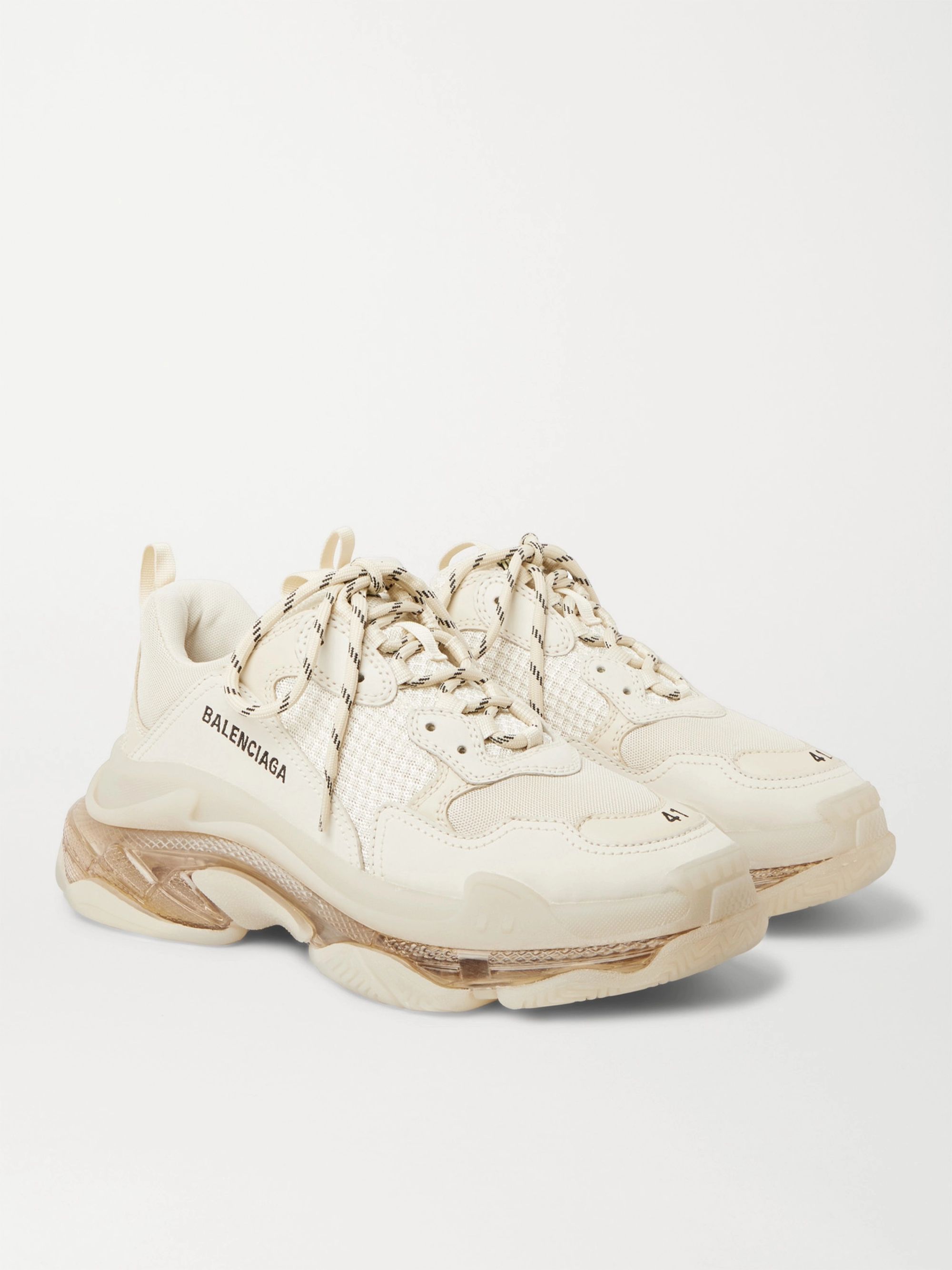 Balenciaga Triple S Leather And Mesh Trainers in White Lyst