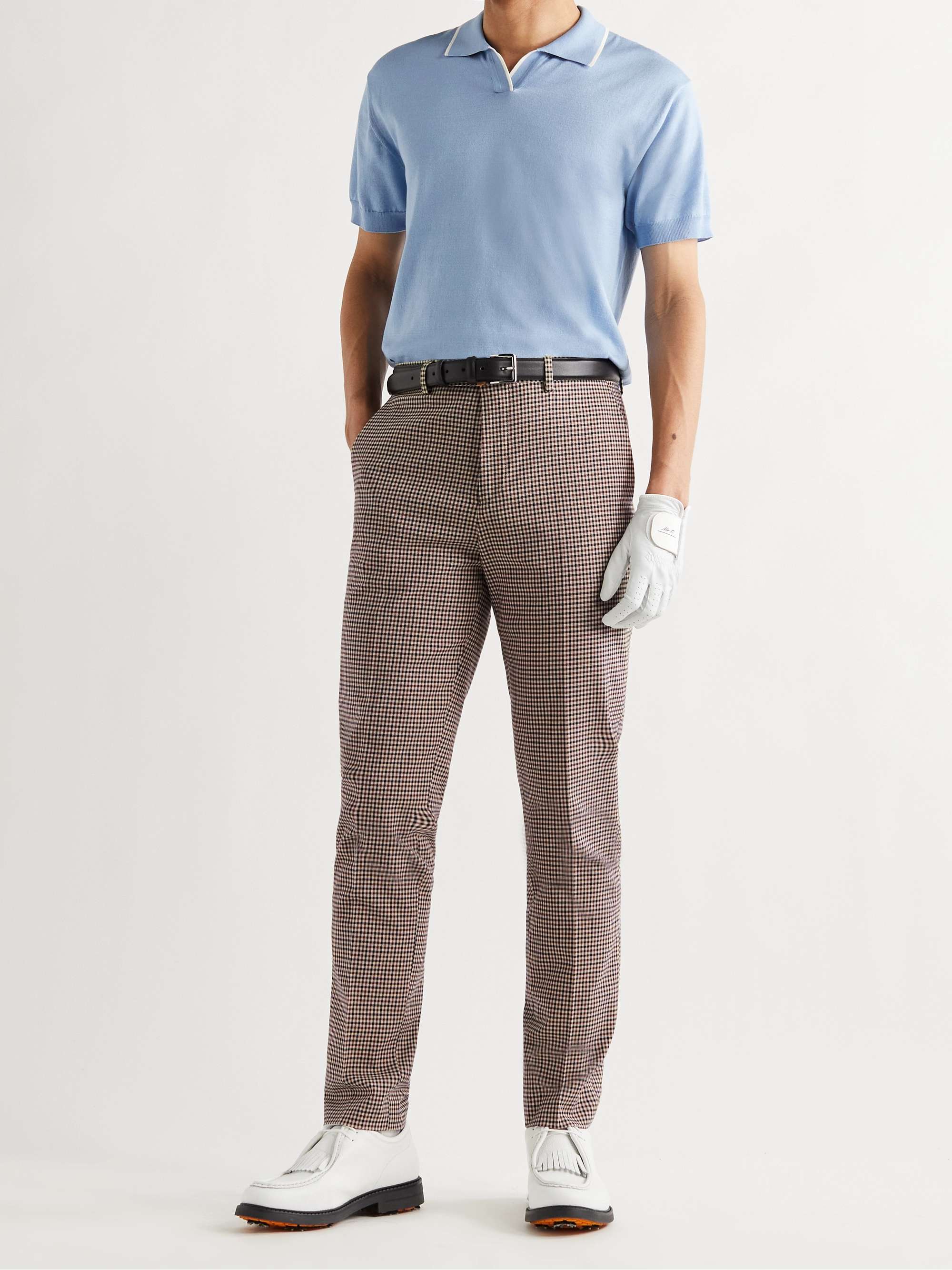 MR P. Slim-Fit Checked Stretch Cotton and Wool-Blend Golf Trousers