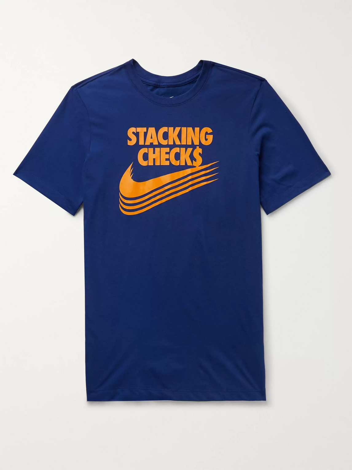 Nike Logo-print Cotton-blend Dri-fit T-shirt In Blue