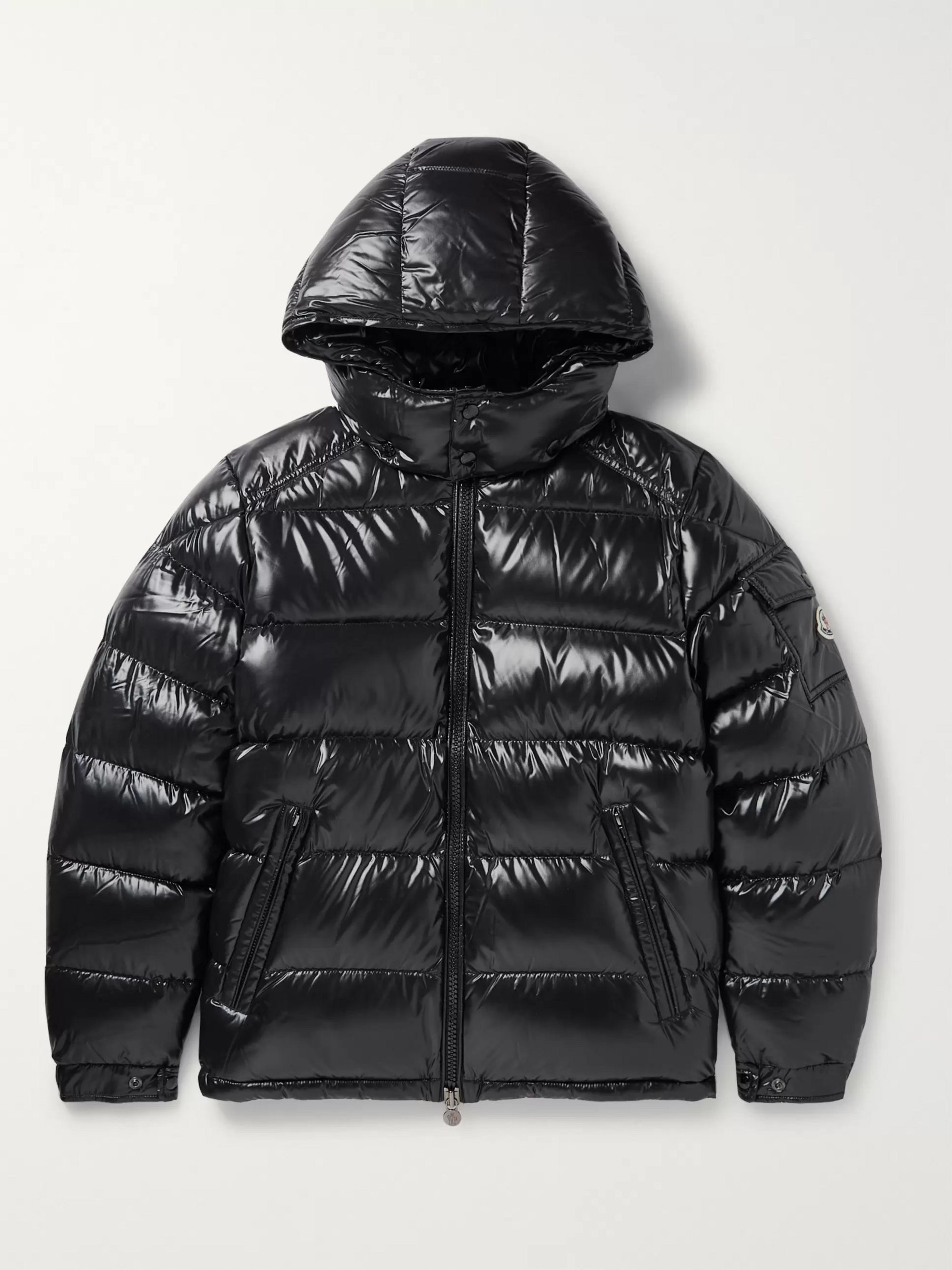 Black Maya Quilted Shell Hooded Down 