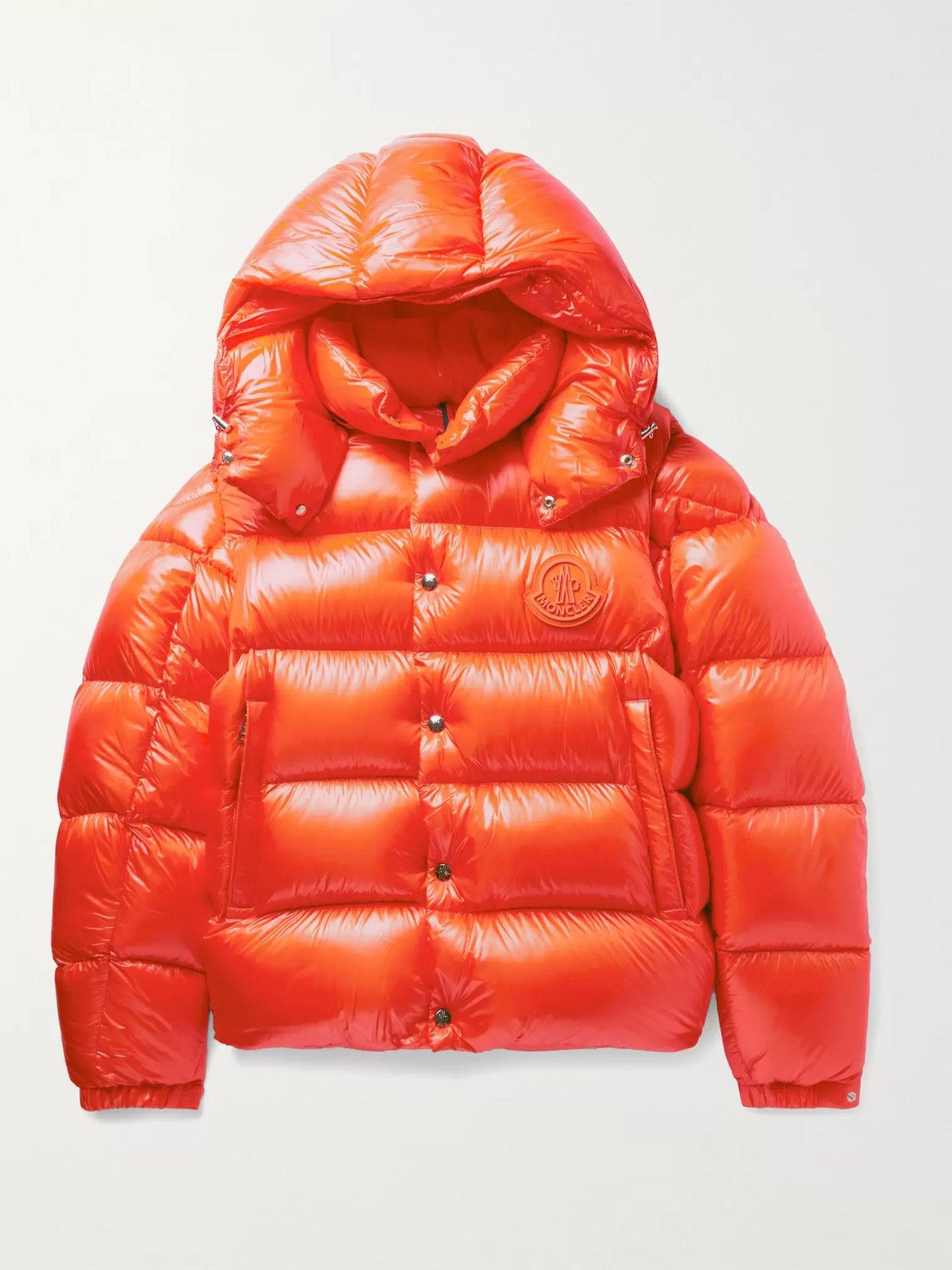 Moncler Tarnos Slim-fit Logo-appliquéd Quilted Nylon-shell Hooded Down Jacket In Orange