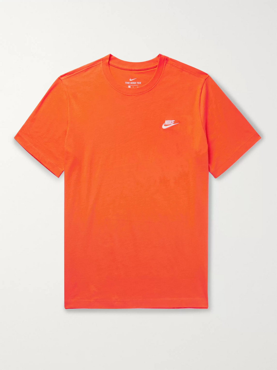 Nike Sportswear Club Logo-embroidered Cotton-jersey T-shirt In Turf Orange