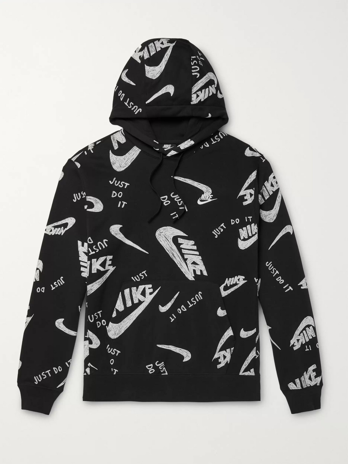 Nike Logo-print Fleece-back Cotton-blend Jersey Hoodie In Black