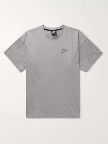 NIKE Sportswear Logo-Print Melange Cotton-Jersey T-Shirt
