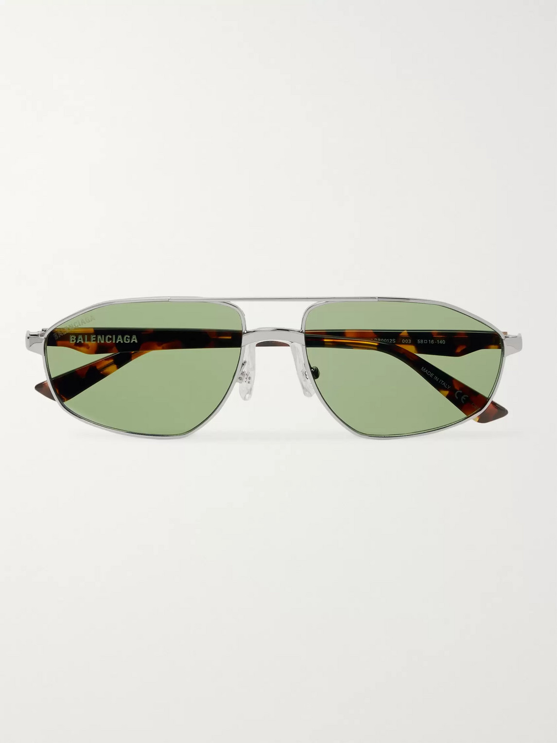 Balenciaga Aviator-style Silver-tone And Tortoiseshell Acetate Sunglasses