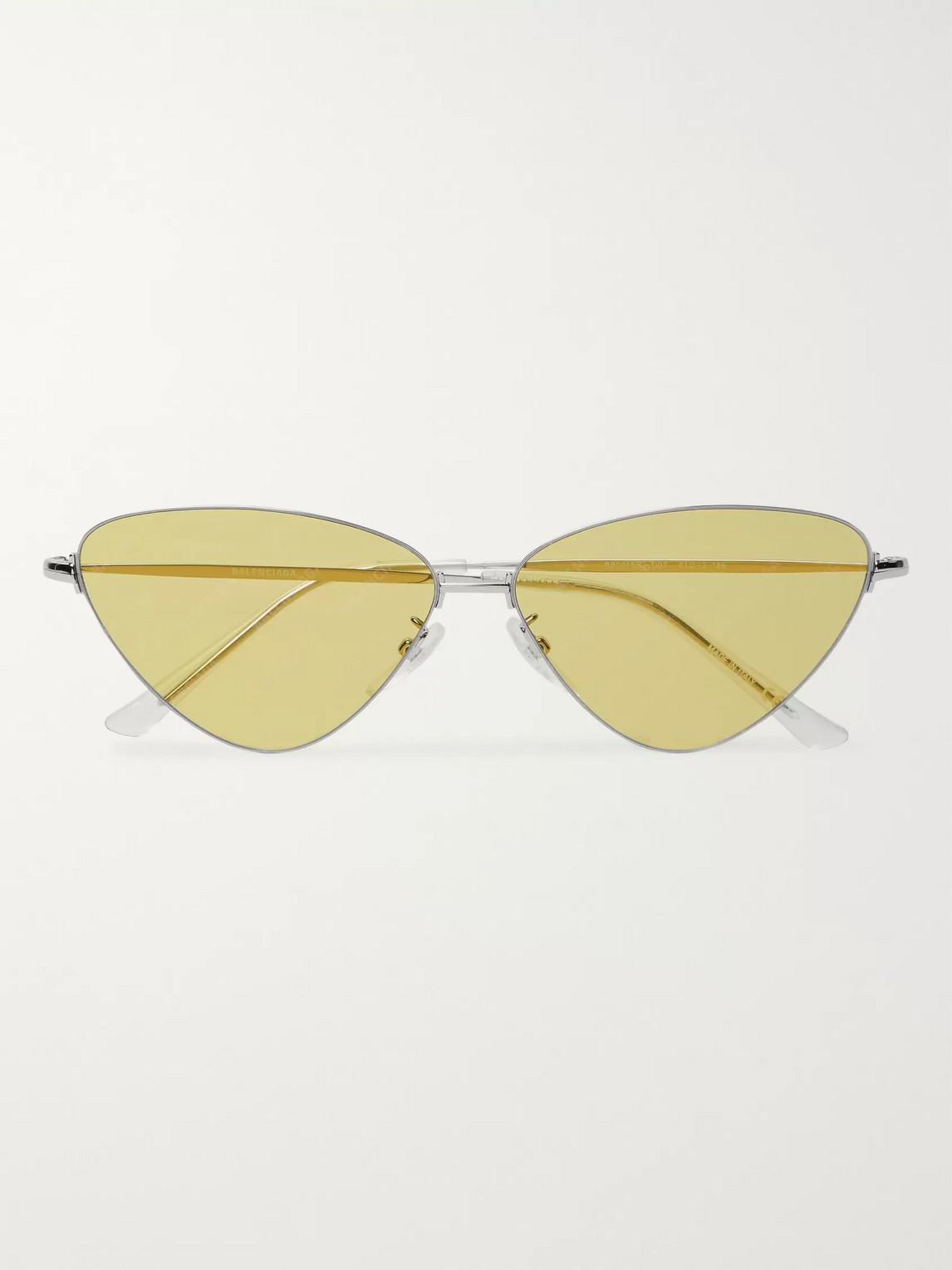 Balenciaga Triangle-frame Silver-tone Logo-print Sunglasses