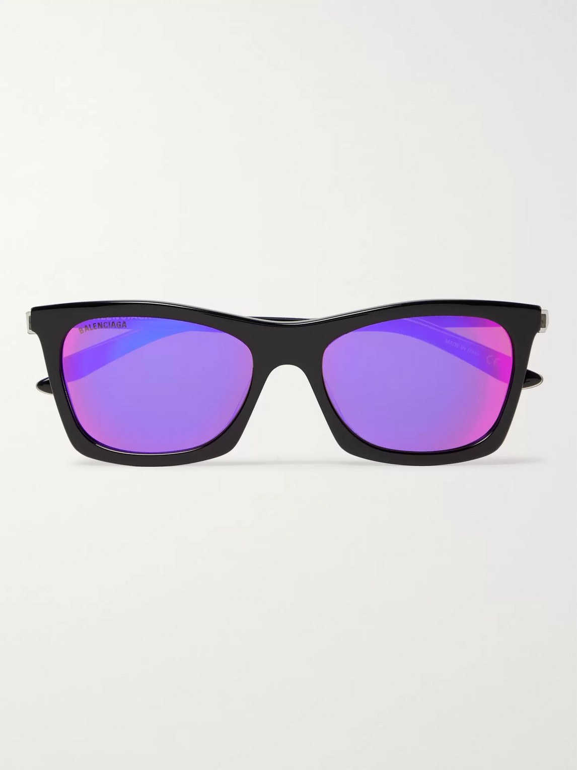 Balenciaga D-frame Acetate And Silver-tone Mirrored Sunglasses In Black