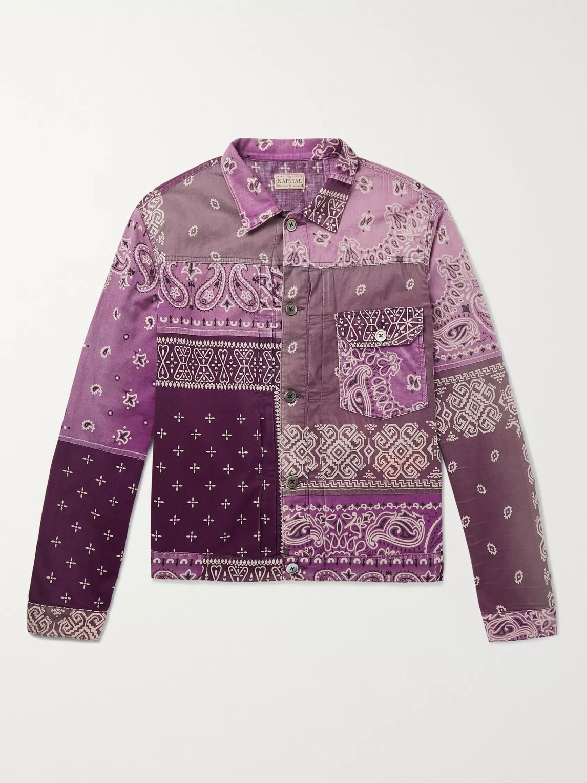 Kapital Patchwork Bandana-print Cotton Trucker Jacket In Purple