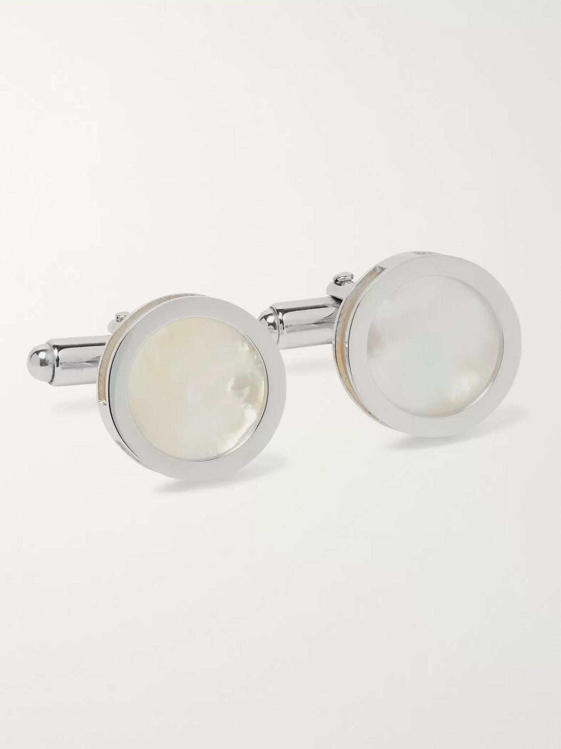 LANVIN ROSE GOLD-PLATED ONYX AND MOTHER-OF-PEARL CUFFLINKS