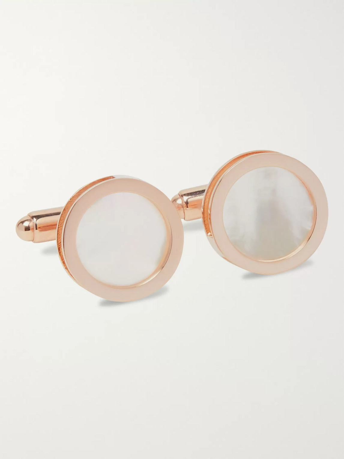 LANVIN ROSE GOLD-PLATED ONYX AND MOTHER-OF-PEARL CUFFLINKS