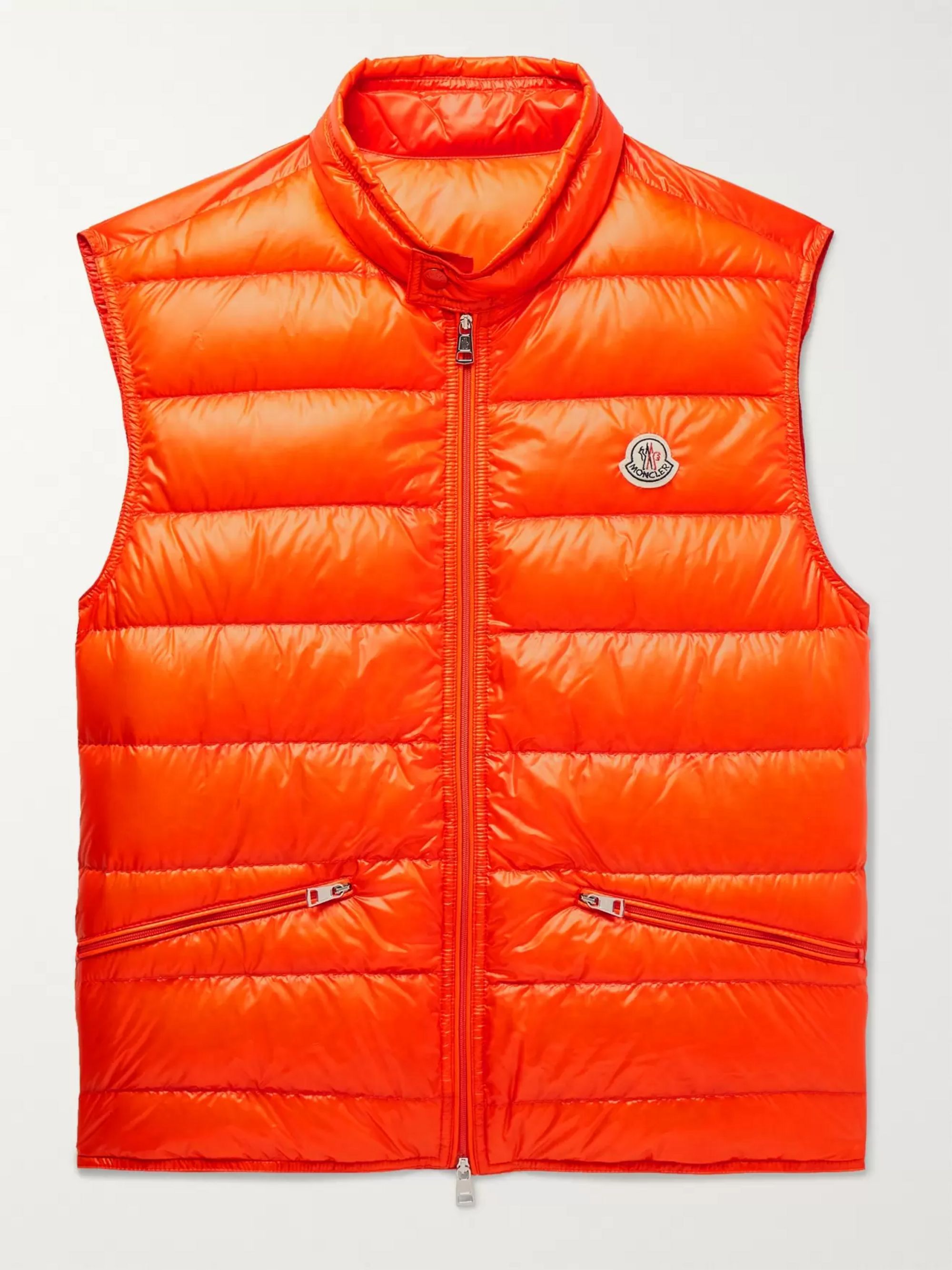 Orange Quilted Shell Down Gilet 