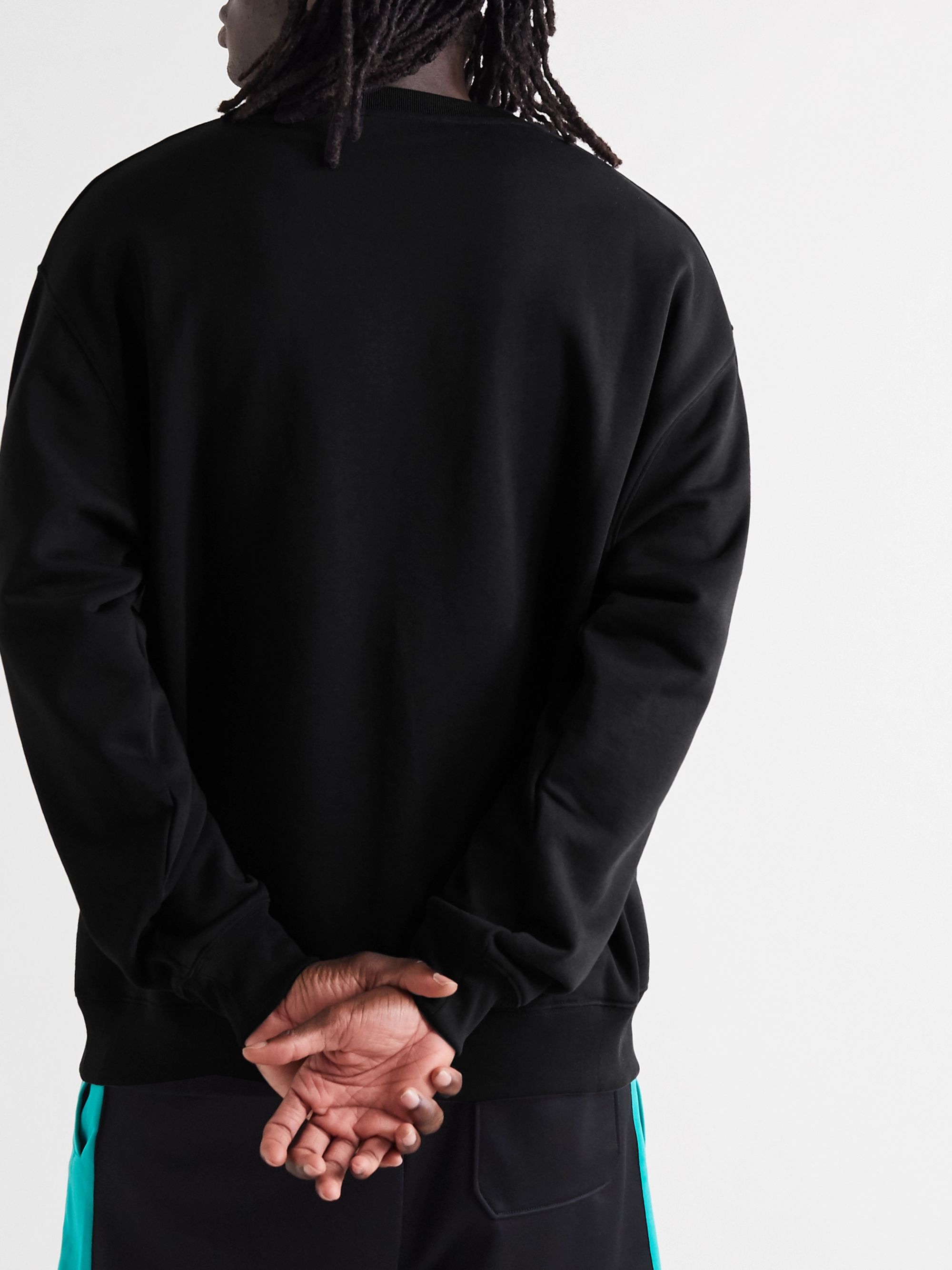 Black Oversized Logo-Appliquéd Loopback Cotton-Jersey Sweatshirt | Acne ...