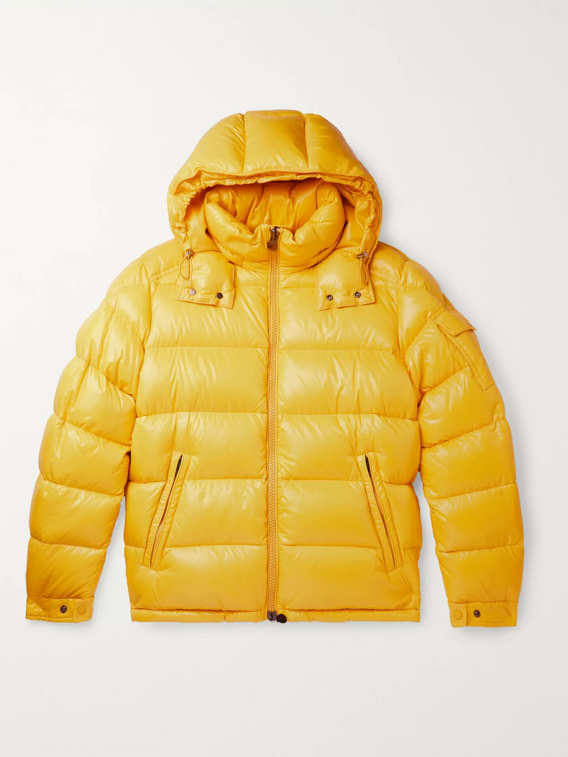 Moncler, Maya Quilted Glossed-Shell Hooded Down Jacket - Men - Yellow ...