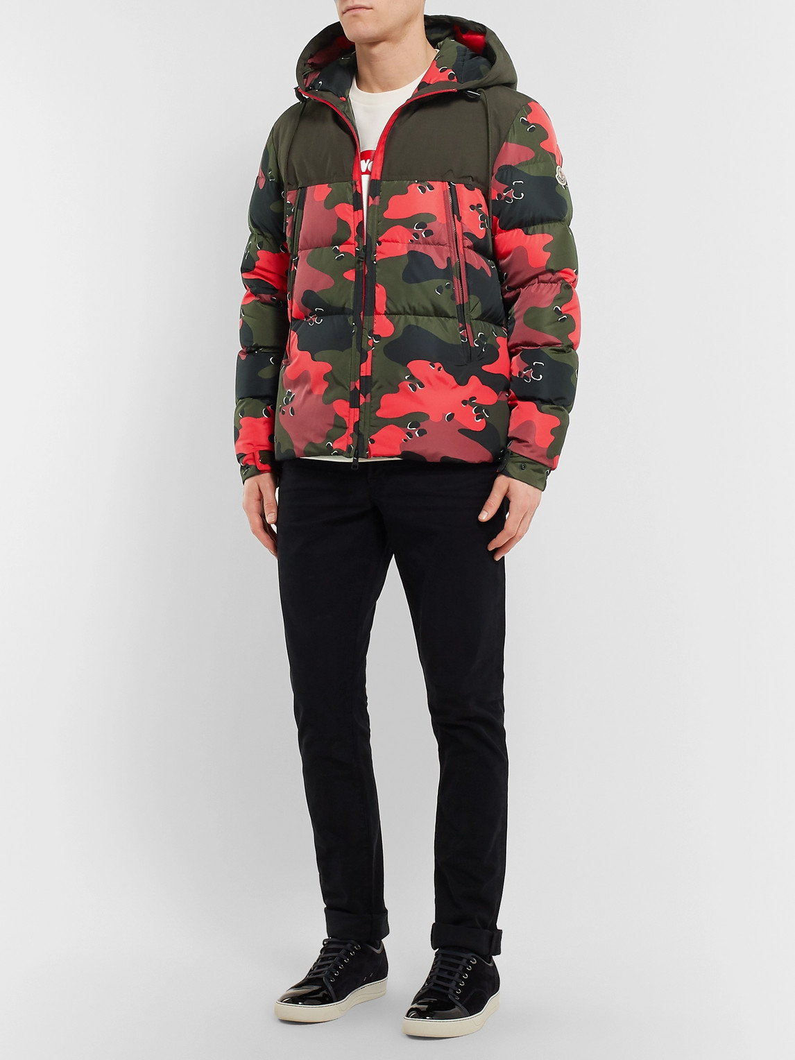 MONCLER QUILTED CAMOUFLAGE-PRINT SHELL HOODED DOWN JACKET
