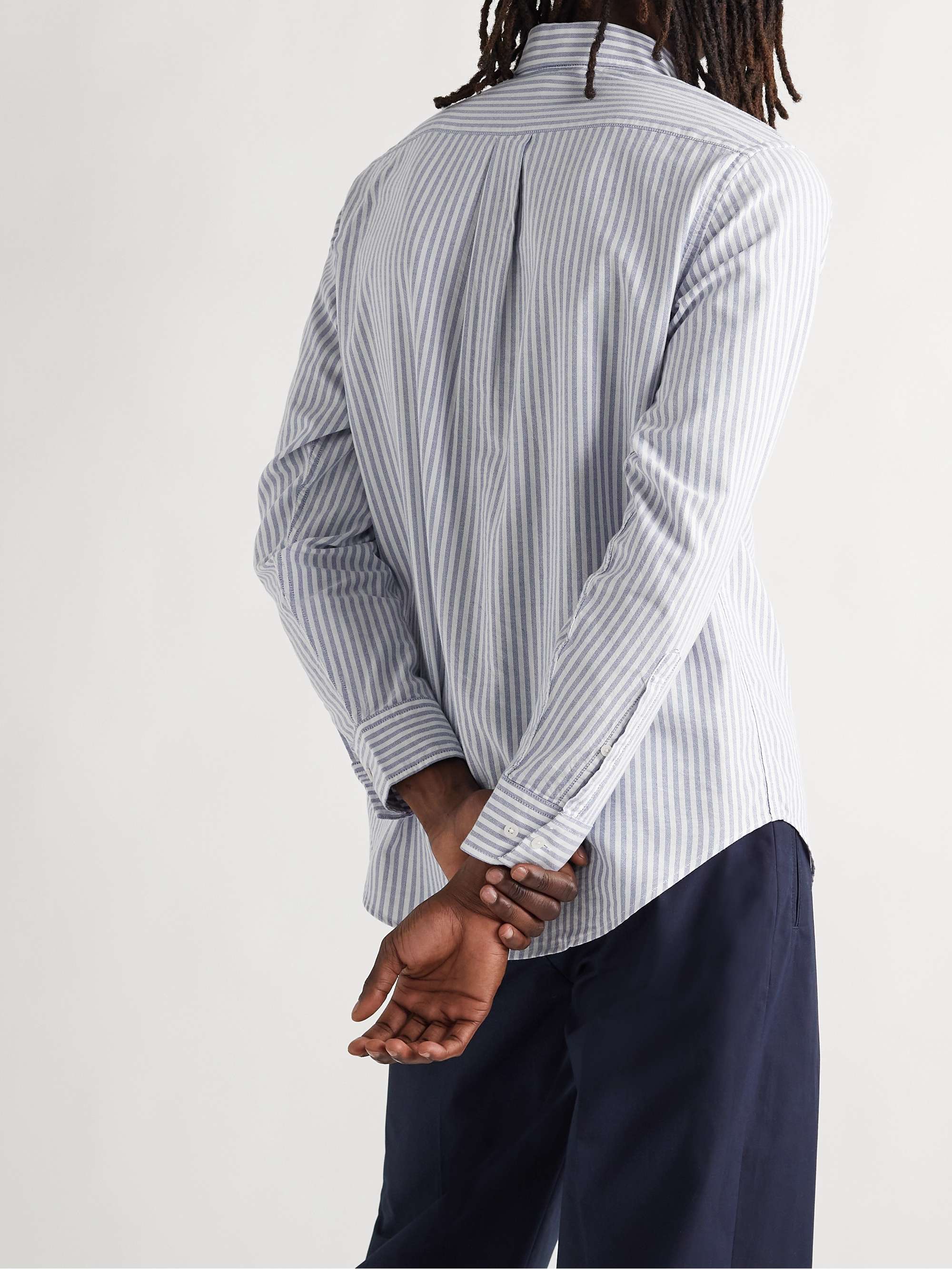 NN07 Levon Button-Down Collar Striped Cotton Oxford Shirt