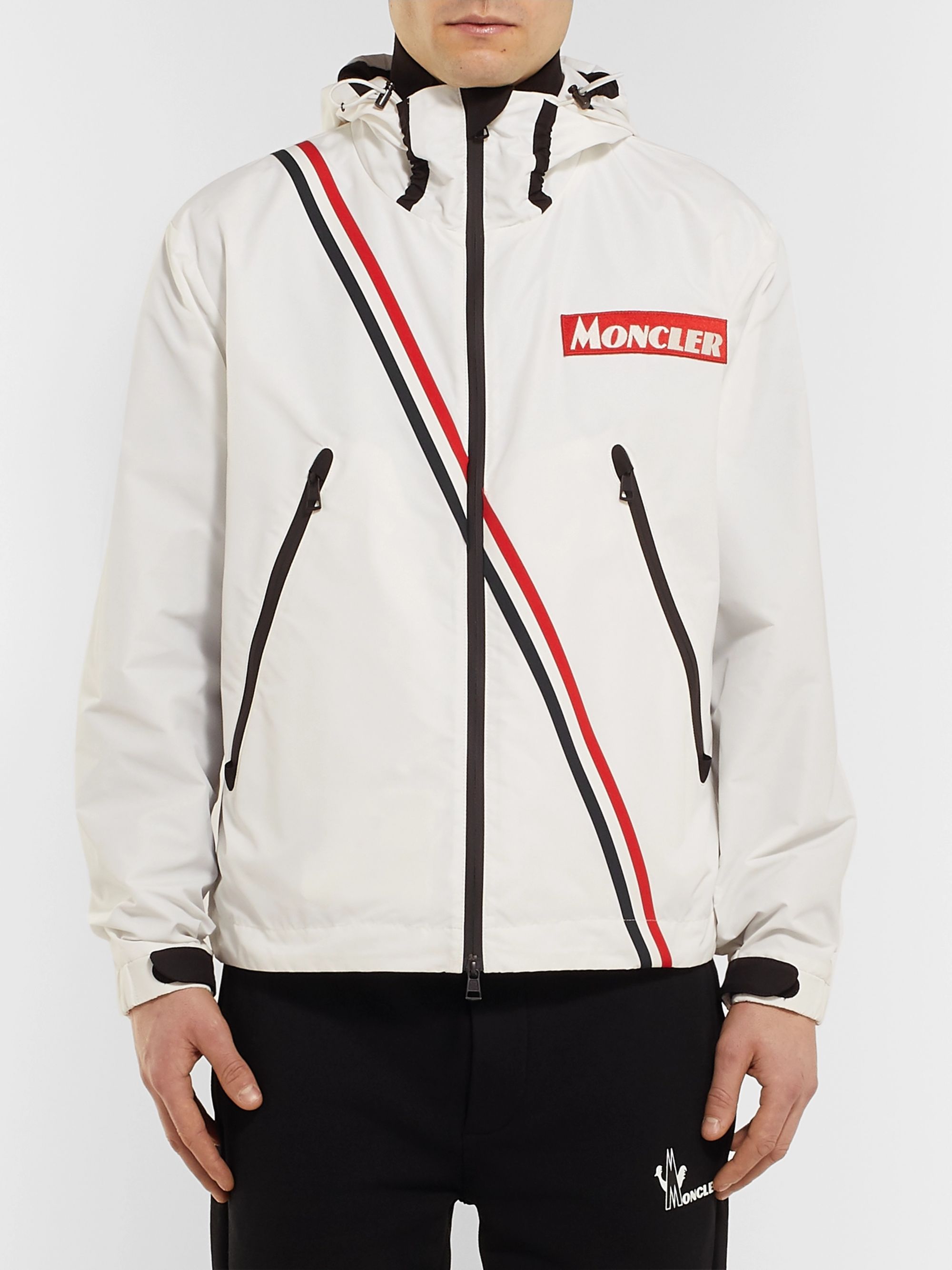 moncler striped hooded jacket