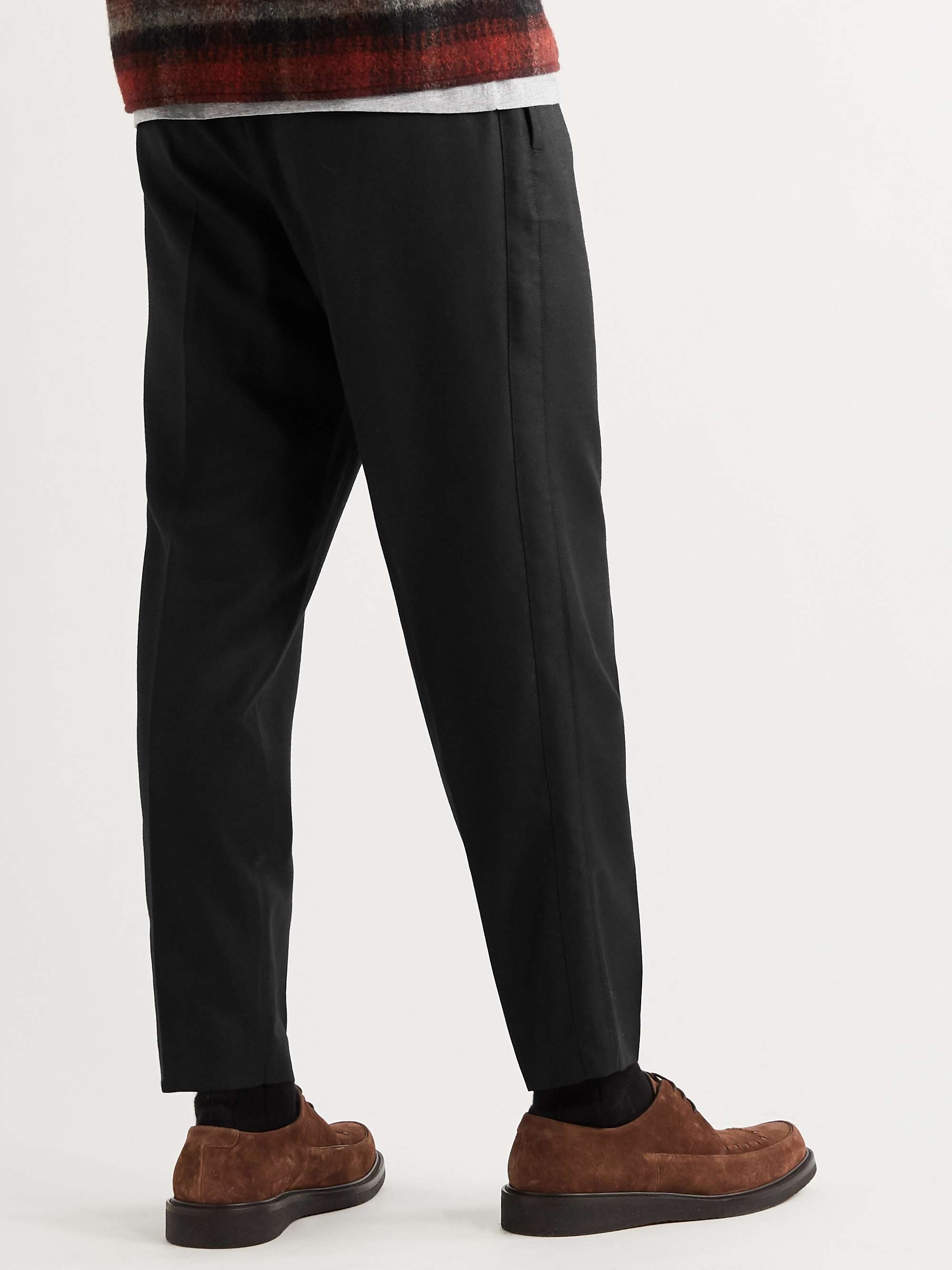 MR P. Slim-Fit Black Wool-Twill Drawstring Trousers