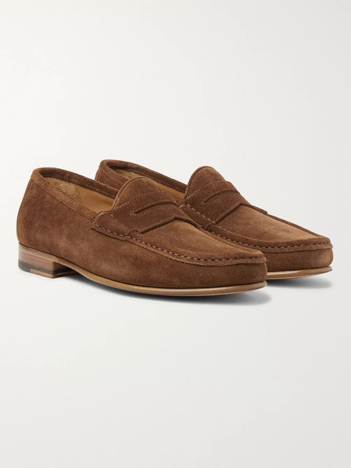 Yuketen Suede Penny Loafers In Brown
