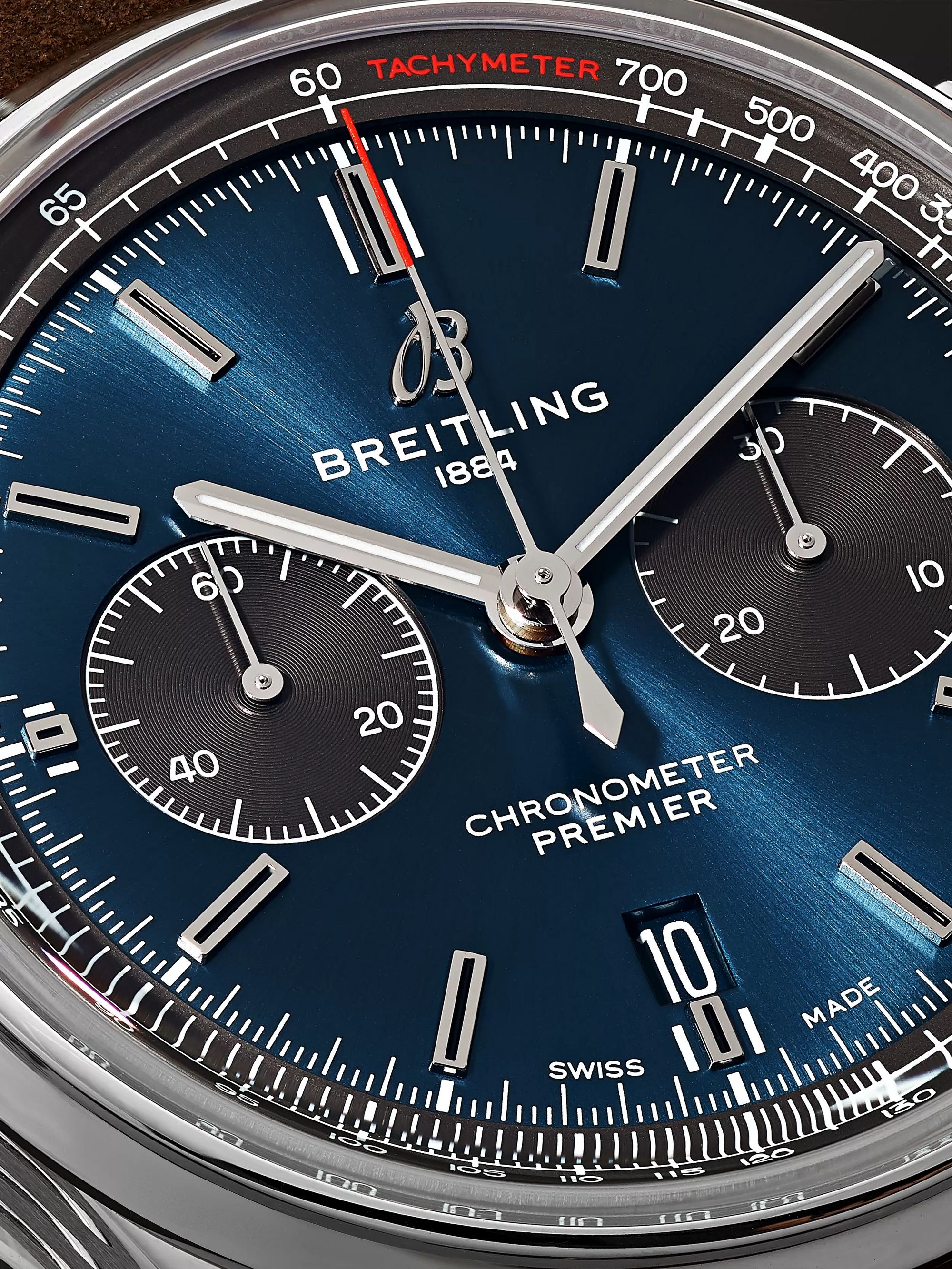 Breitling Premier B01 Automatic Chronograph 42mm Stainless Steel and Nubuck Watch, Ref. No. AB0118221G1X1