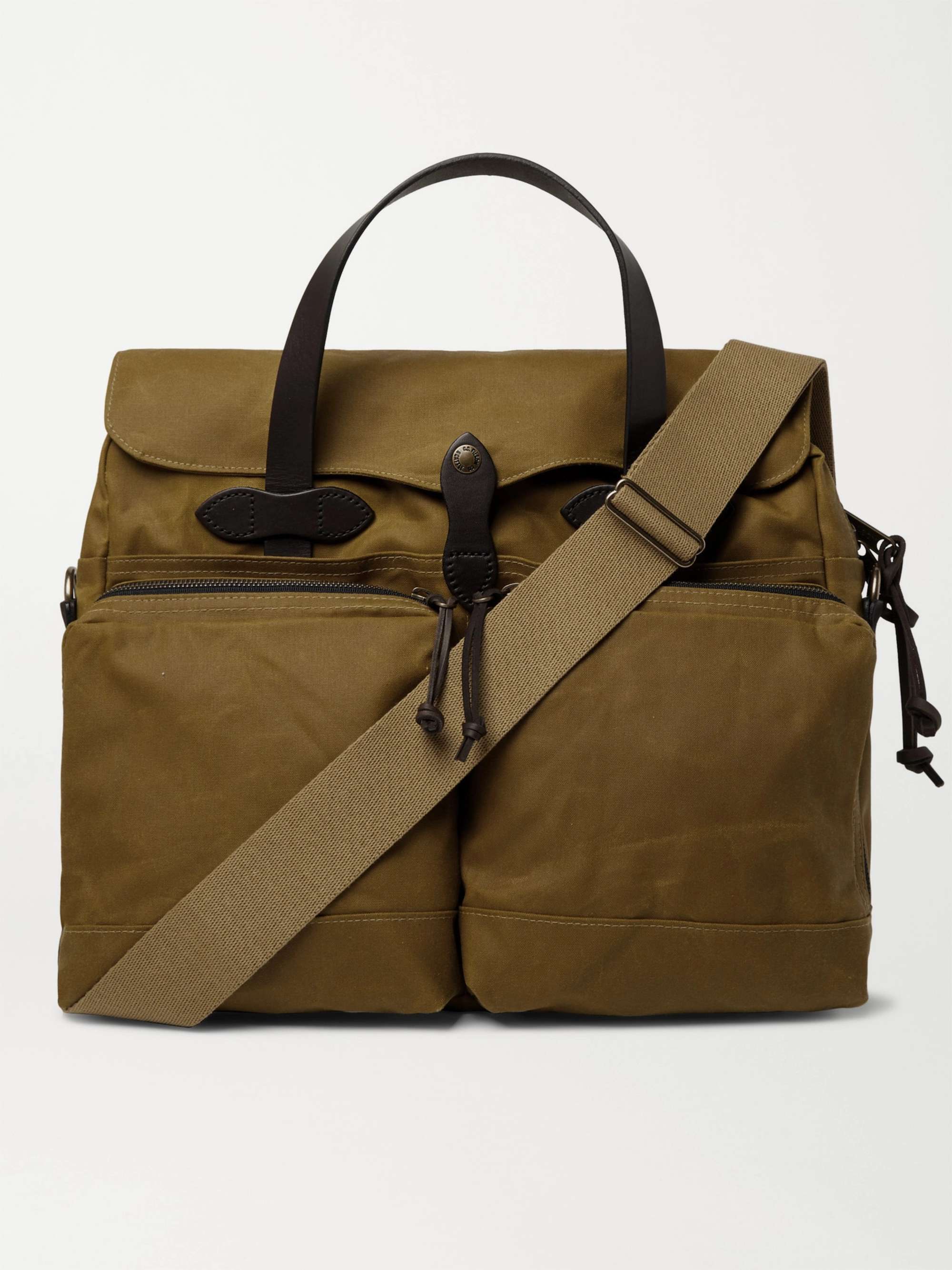 FILSON 24-Hour Leather-Trimmed Coated-Canvas Briefcase