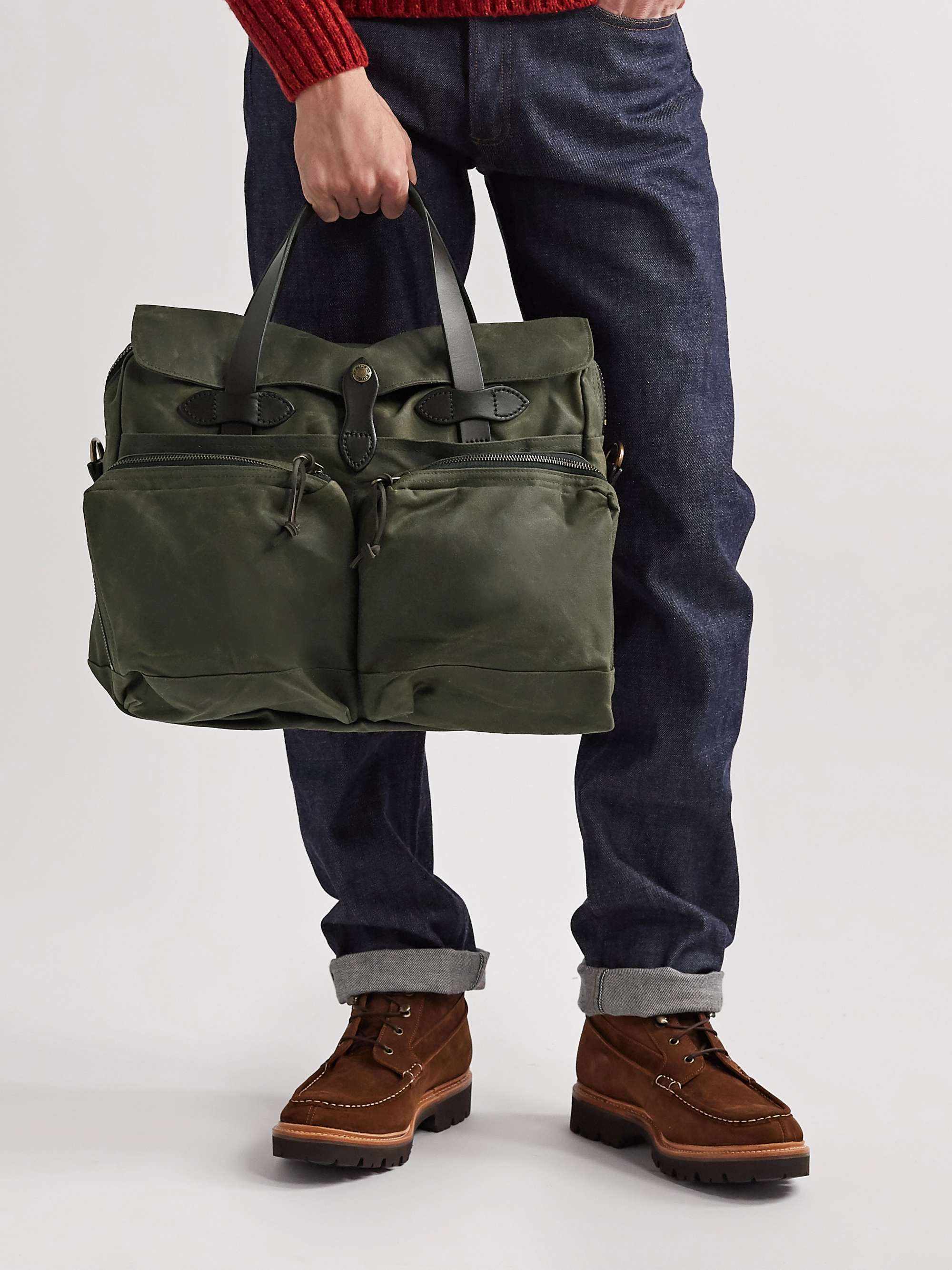 FILSON 24-Hour Leather-Trimmed Coated-Canvas Briefcase
