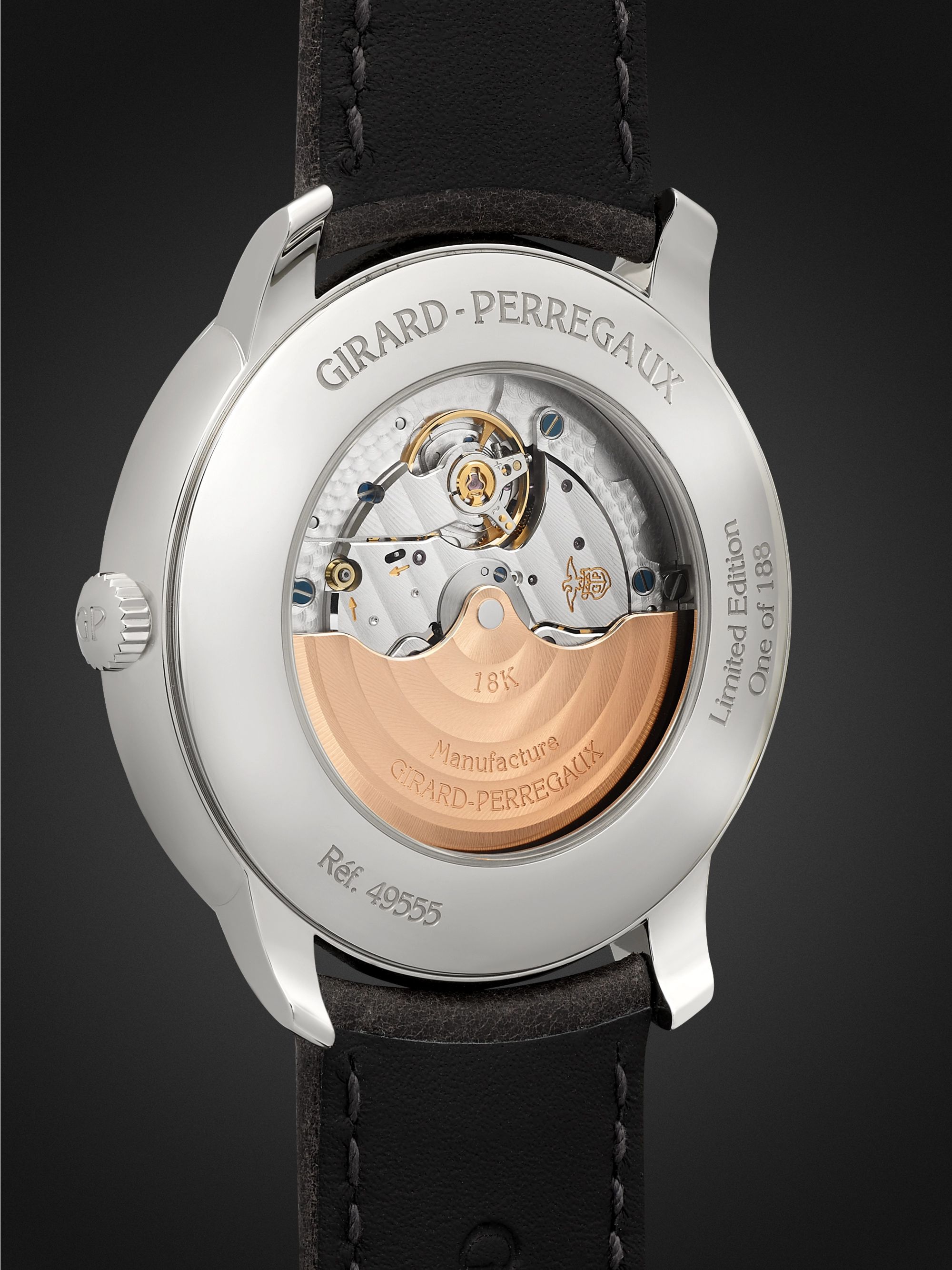 GIRARD-PERREGAUX 1966 Infinity Edition Automatic 40mm Stainless Steel and Leather Watch, Ref. No. 49555-11-632-BB60