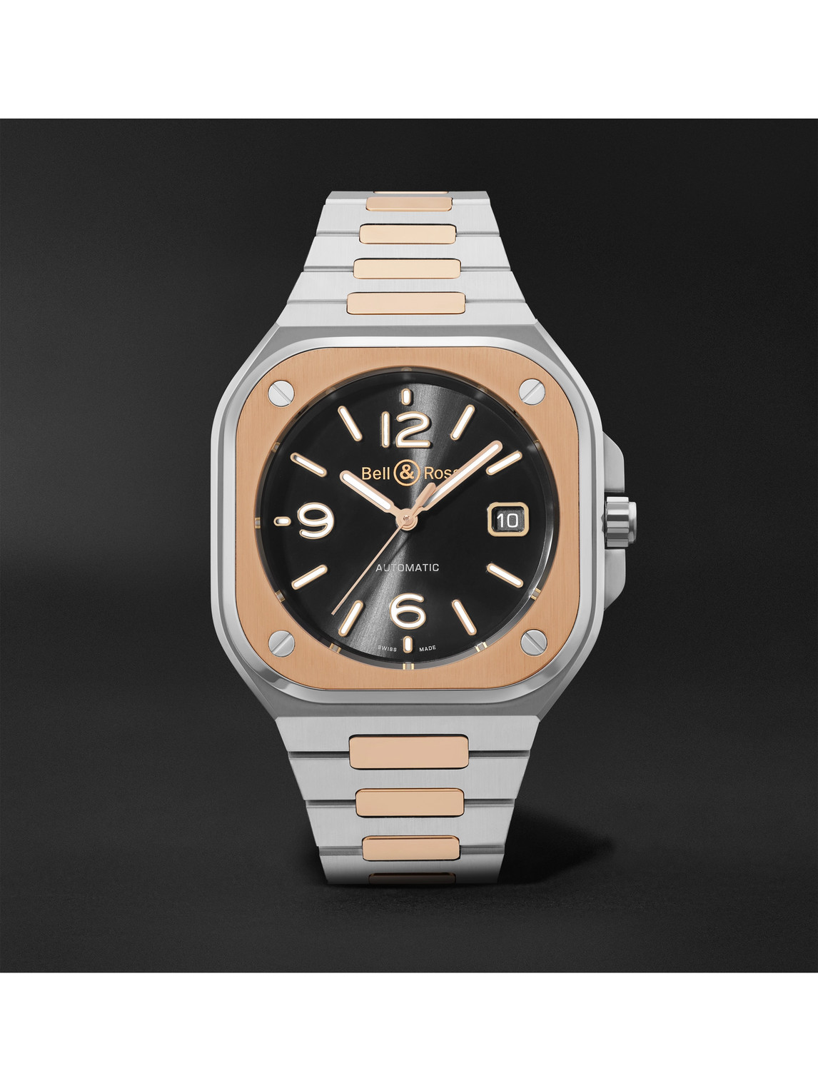 BR 05 Black Steel and Gold Automatic 40mm 18-Karat Rose Gold and Steel Watch, Ref. No. BR05A-BL-STPG/SSG
