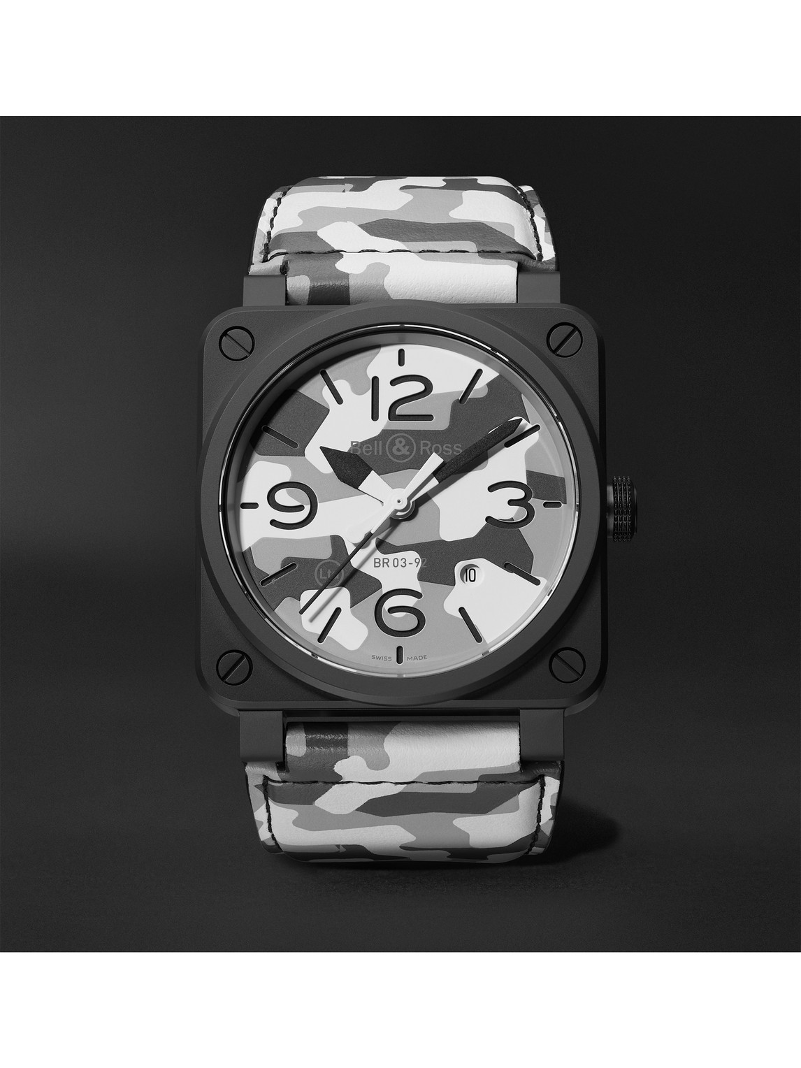 Bell & Ross Br 03-92 Limited Edition Automatic 42mm Ceramic And Leather Watch, Ref. No. Br0392-cg-ce/sca In Grey
