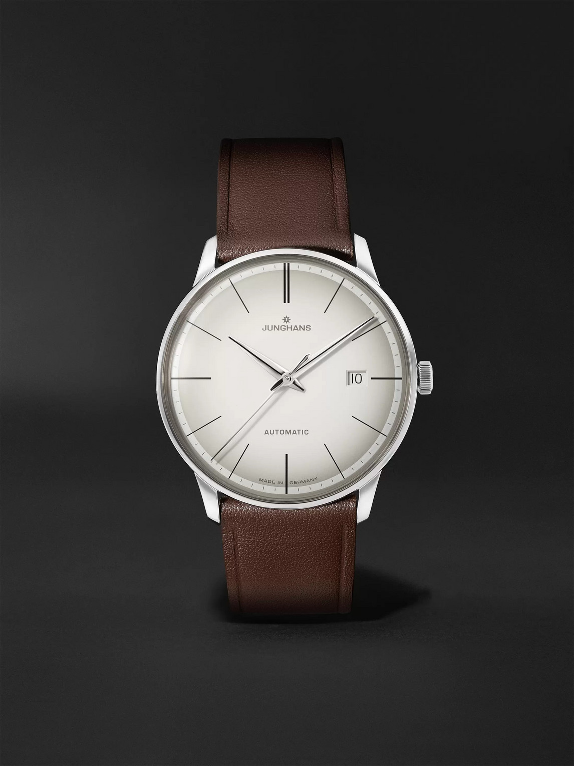 Junghans Meister Automatic 38mm Stainless Steel And Leather Watch, Ref. No. 027/4050.00 In White