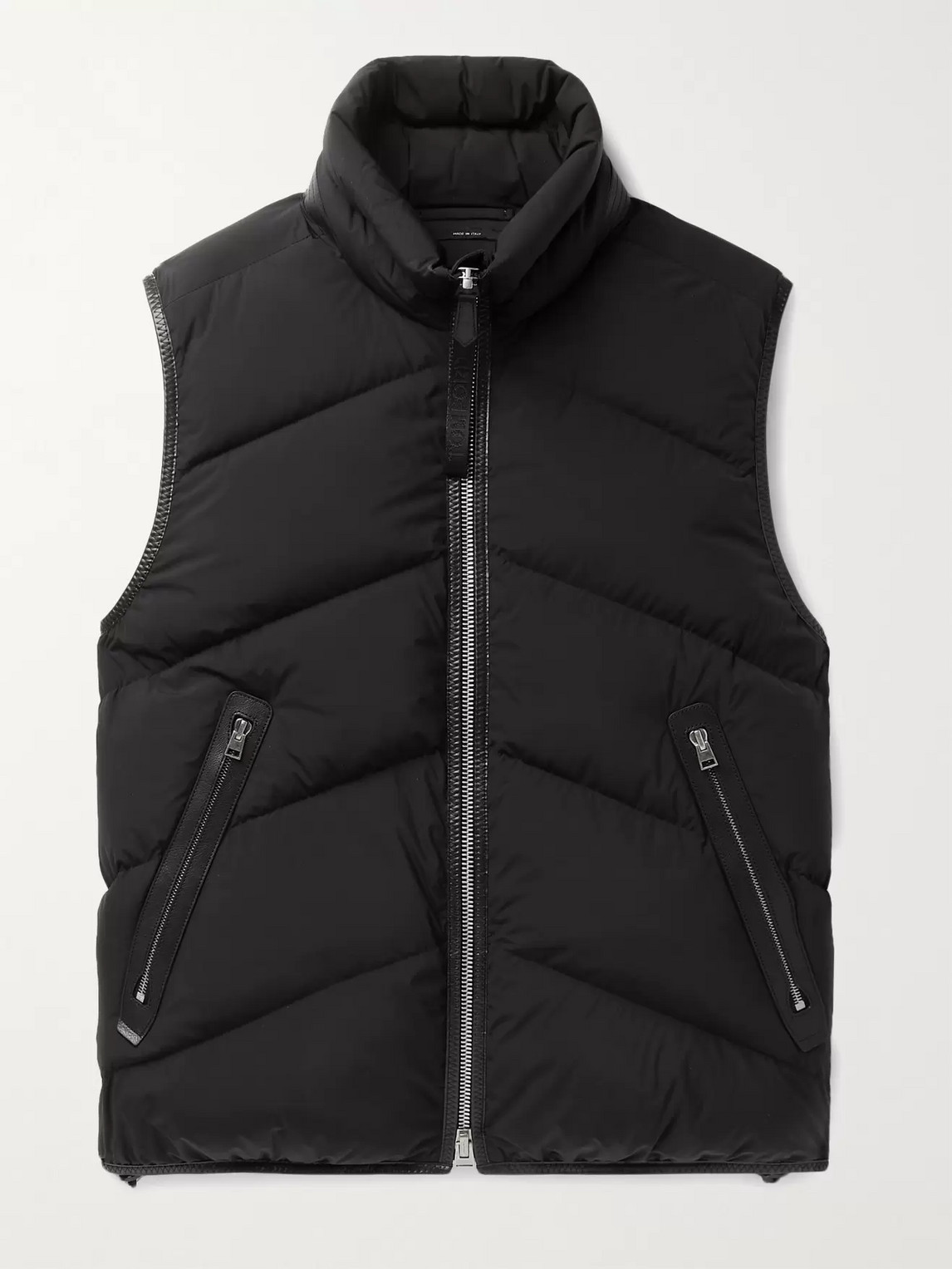 TOM FORD LEATHER-TRIMMED QUILTED SHELL DOWN GILET