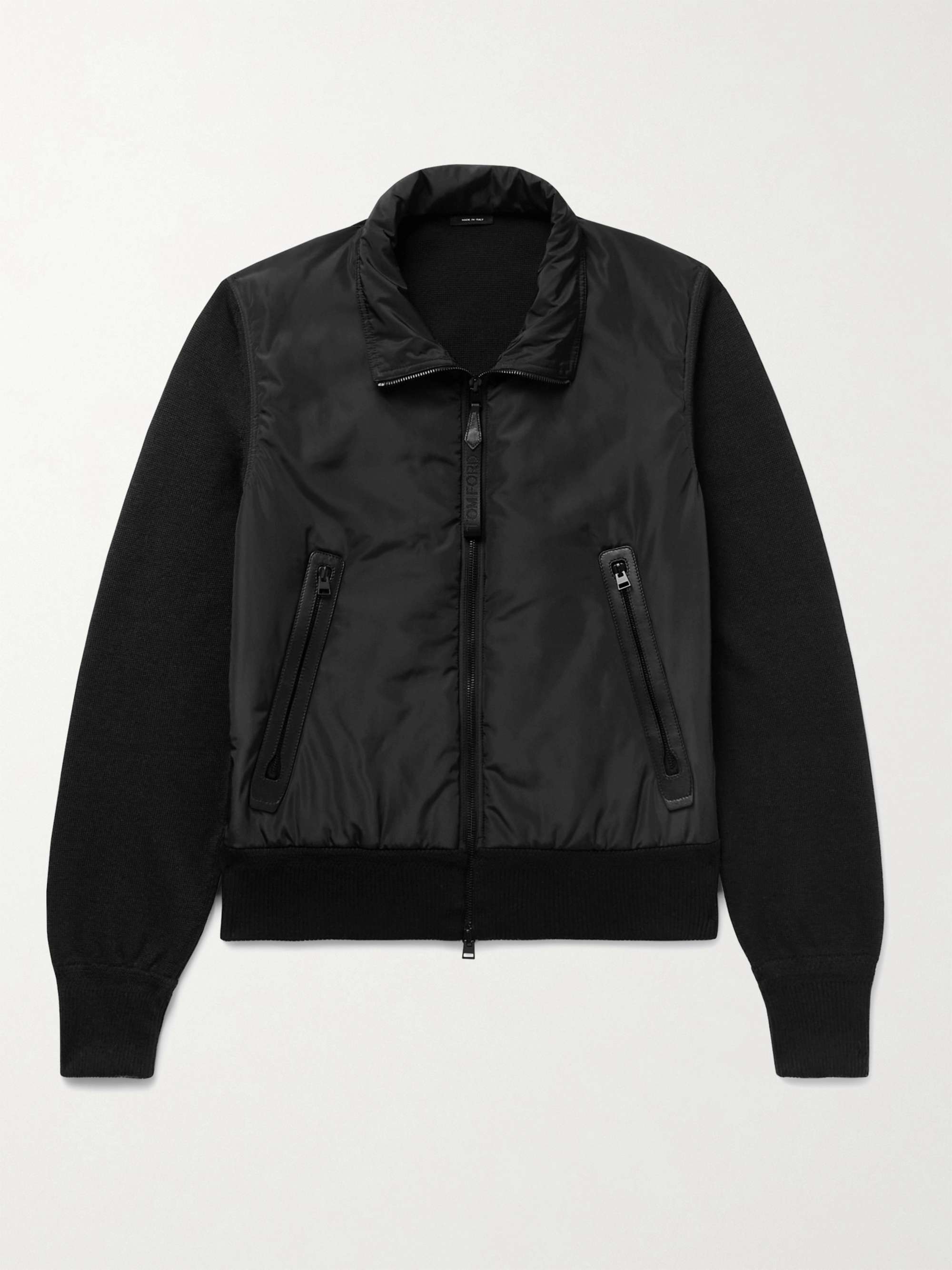 TOM FORD Leather-Trimmed Wool and Shell Blouson Jacket