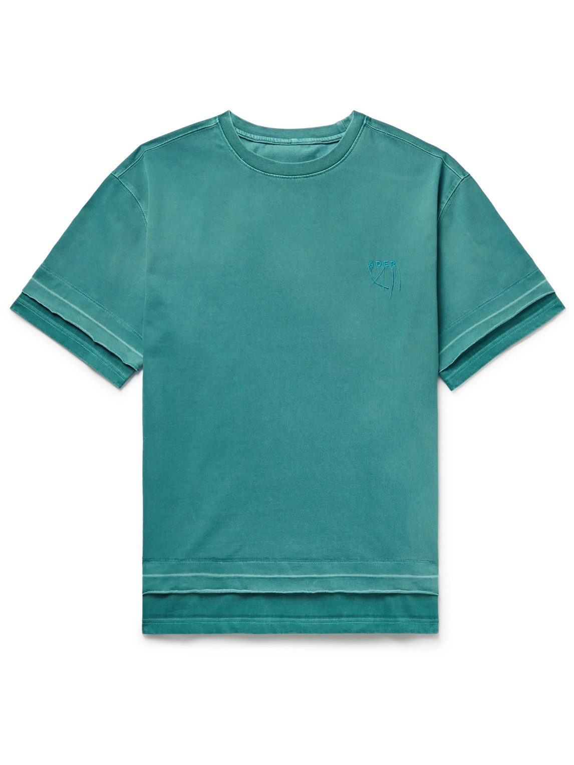 Ader Error Oversized Logo-embroidered Cotton-blend Jersey T-shirt In Blue